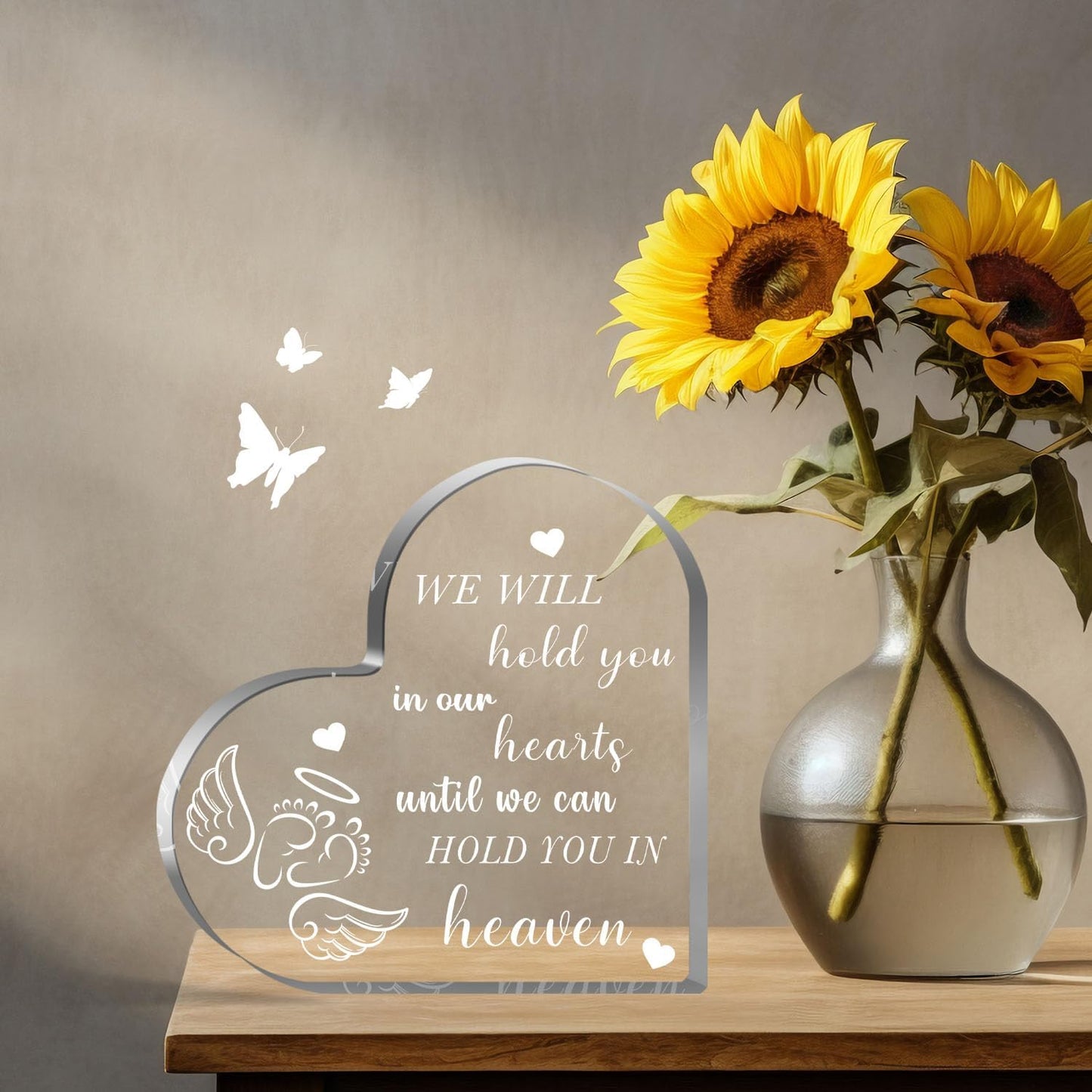 Miscarriage Gifts for Mothers, Miscarriage Condolence Gifts for Mothers, Memorial Bereavement Infant Gifts, Heart Acrylic Desk Sign, Memorial Bereavement Sympathy Gifts for Loss of Baby