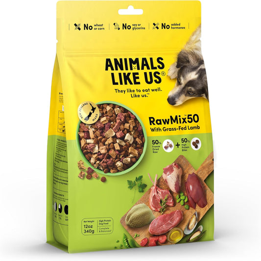 RawMix50 Premium Freeze-Dried Raw Grass-Fed Lamb Recipe Dog Food, Protein Rich, Includes Kibble, Non-GMO, No Wheat or Corn, 12 oz