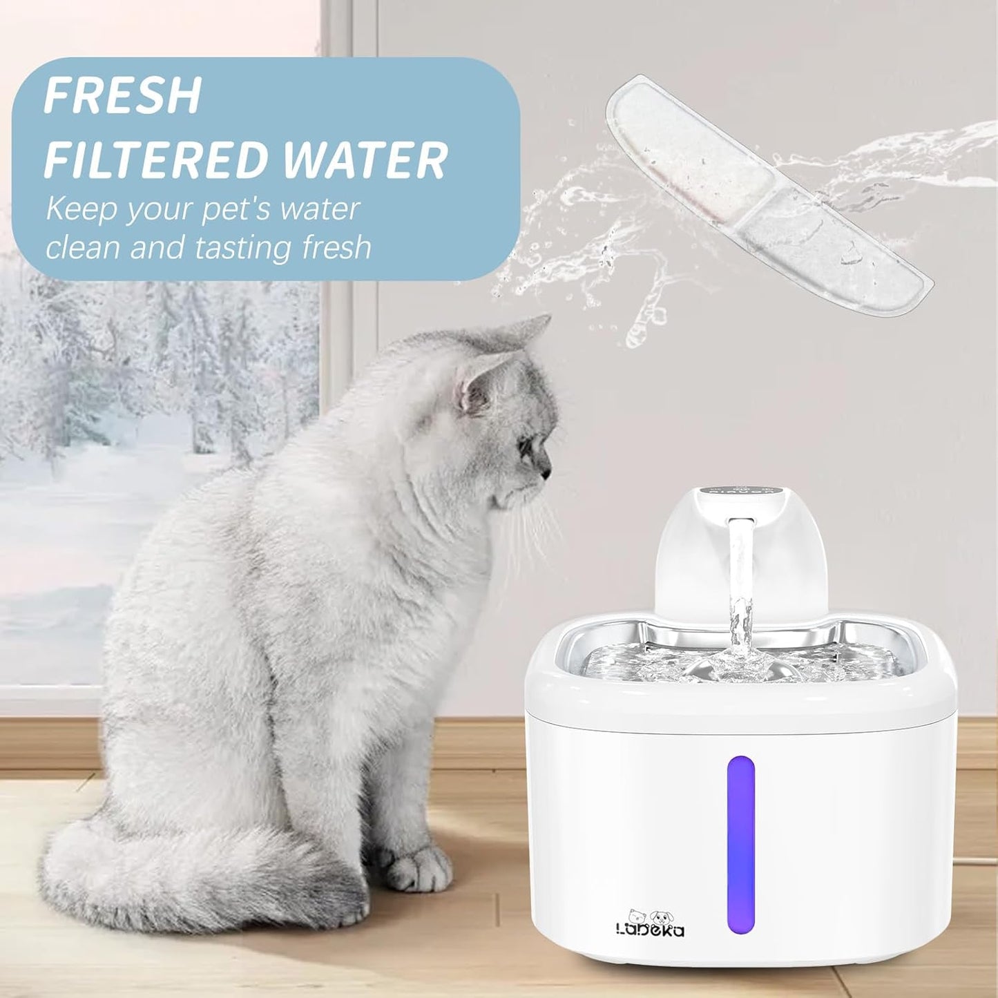 16 Pack Cat Water Fountain Filters, Cat Fountain Replacement Filters for 3.5L/118oz Cat Water Fountain, for W02 Pet Fountain