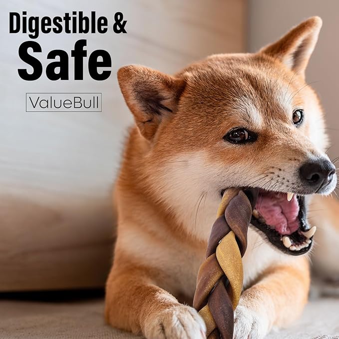 ValueBull Collagen Braided Sticks for Dogs, 6 Inch Medium Chews, Natural Long-Lasting Dog Treats, 10 Count - Supports Joints, Skin & Coat with Chondroitin & Glucosamine