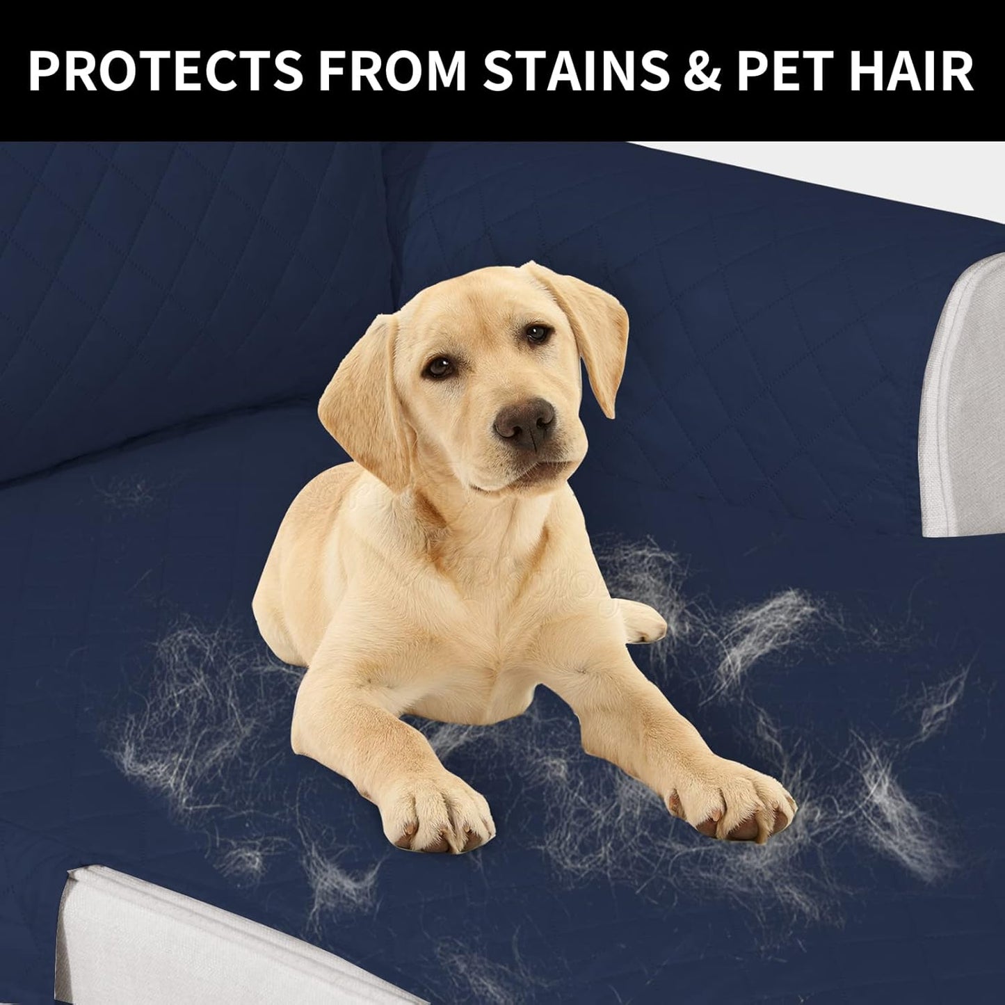 Easy-Going Reversible Chaise Lounge Couch Cover Water Resistant Sofa Cover Sectional L Shaped Sofa Slipcover with Adjustable Straps Furniture Protector for Dogs (115X34 in, Navy/Navy)