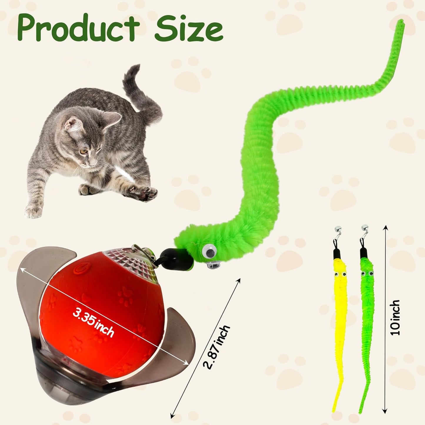 Interactive Cat Toy Ball – Firefly Automatic Moving Electric Kitten Toy with 2 Feather Tails, 3-Speed Modes, USB Rechargeable, Chirping Sounds & Motion Activation for Bored Cats