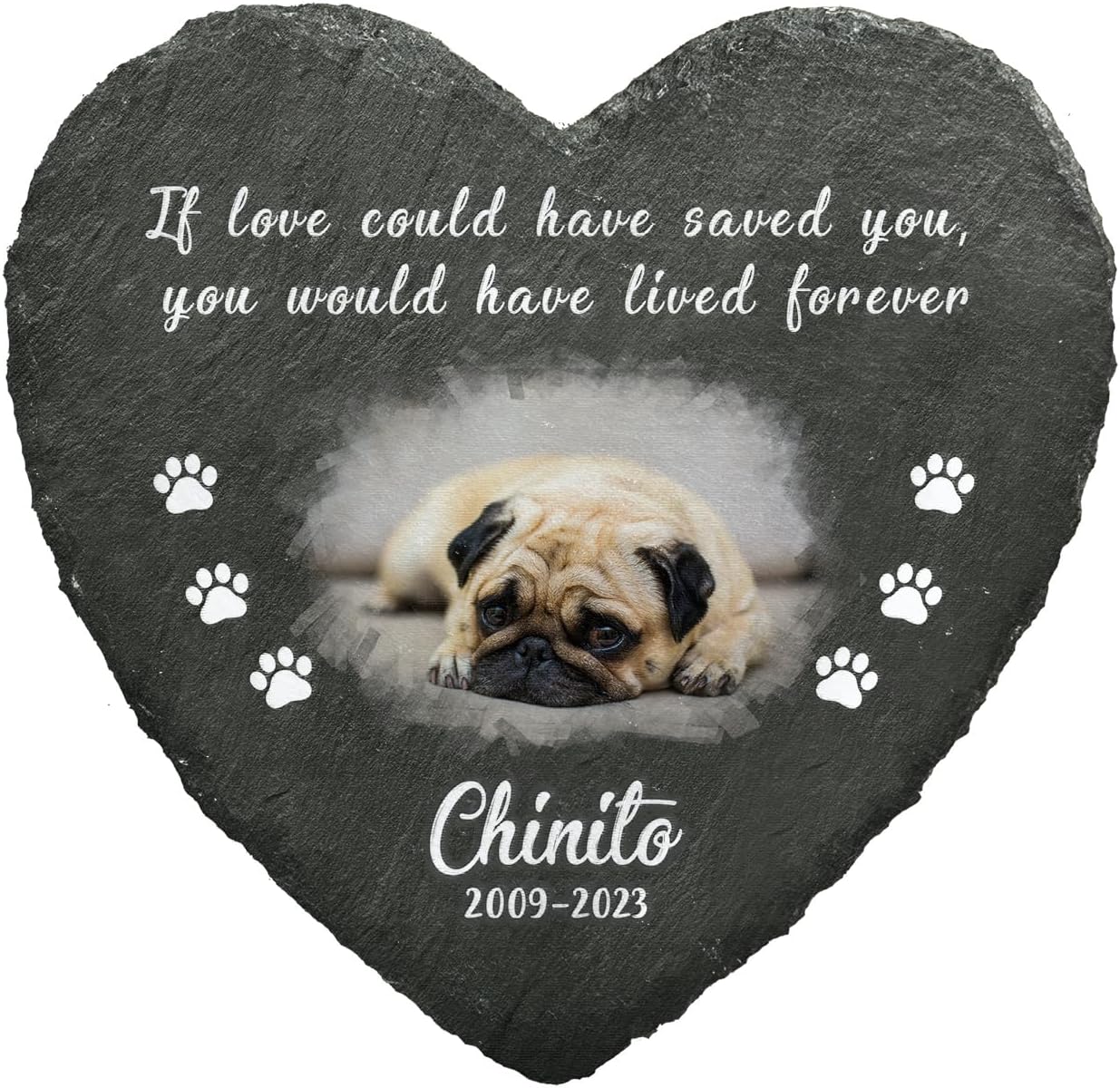 Heart Shaped Dog Memorial Gifts for Loss of Dog - Cat Memorial - Personalized Pet Memorial Stone - Dog Sympathy Gift - Pet Memorial Garden Decor