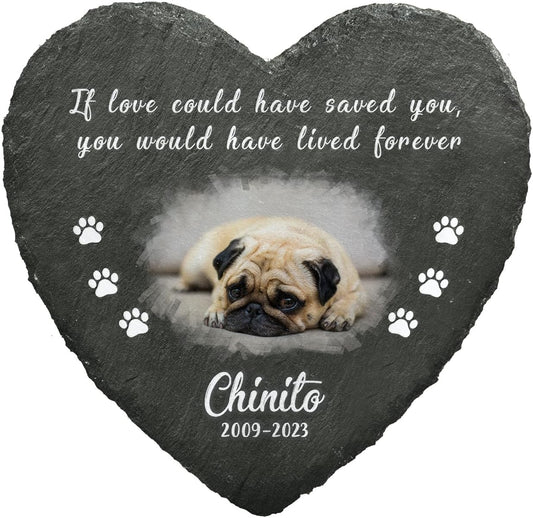 Heart Shaped Dog Memorial Gifts for Loss of Dog - Cat Memorial - Personalized Pet Memorial Stone - Dog Sympathy Gift - Pet Memorial Garden Decor