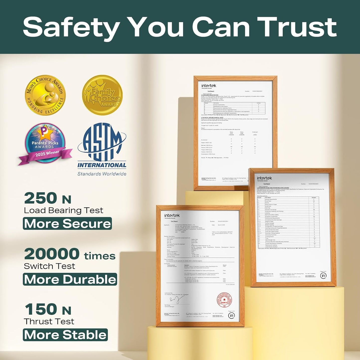 Cumbor 29.7-40.6" Baby Gate for Stairs, Mom's Choice Awards Winner-Dog Gate for Doorways, Pressure Mounted Auto-Close Pet Gates for Dogs Indoor, Safety Child Gate with Easy Walk Thru Door, Brown