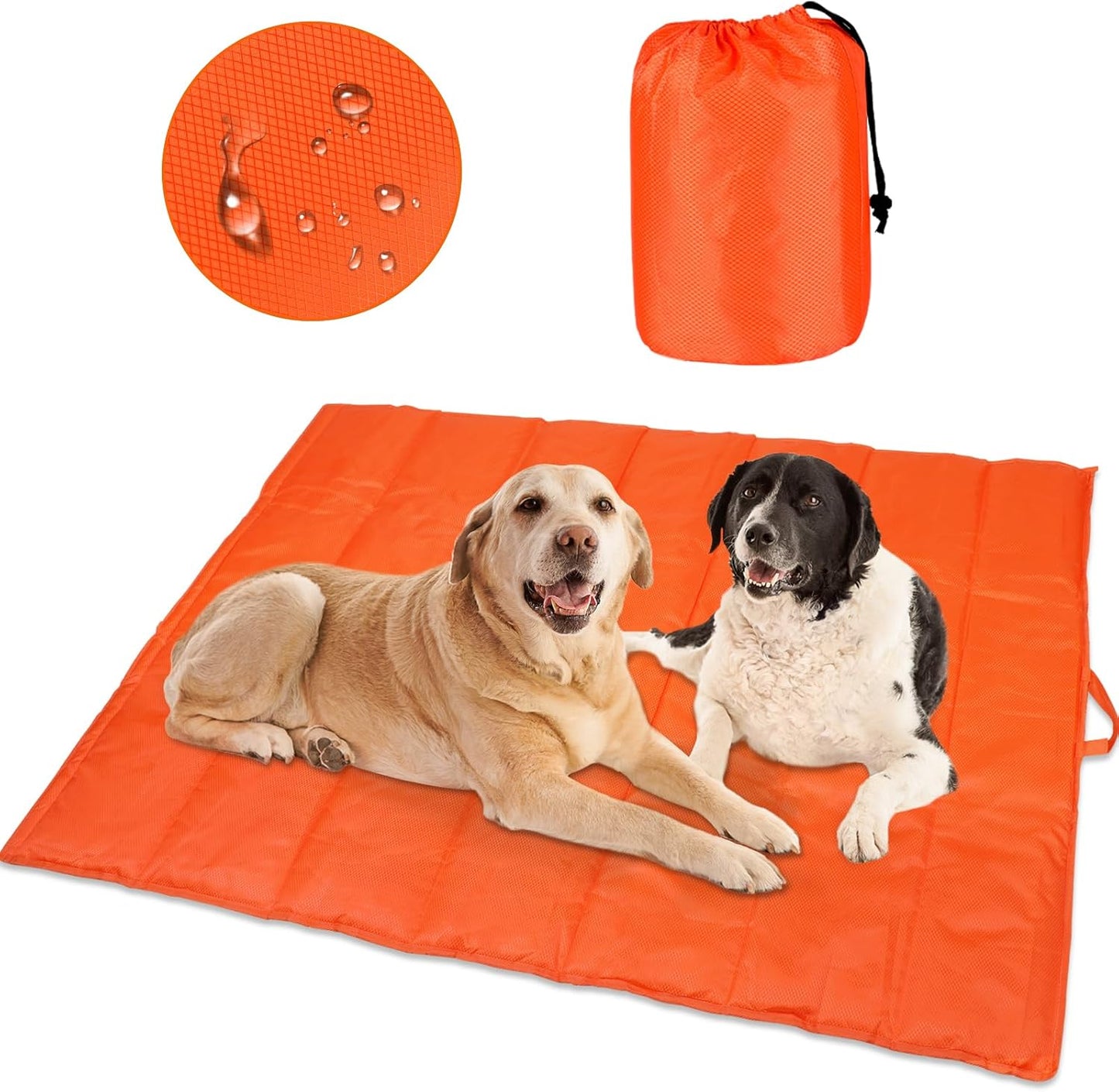 BWOGUE Large Outdoor Dog Bed, Portable Waterproof Camping Mat, Washable Travel Mat with Carry Bag for Medium and Large Dogs, 57"X39" (Orange)