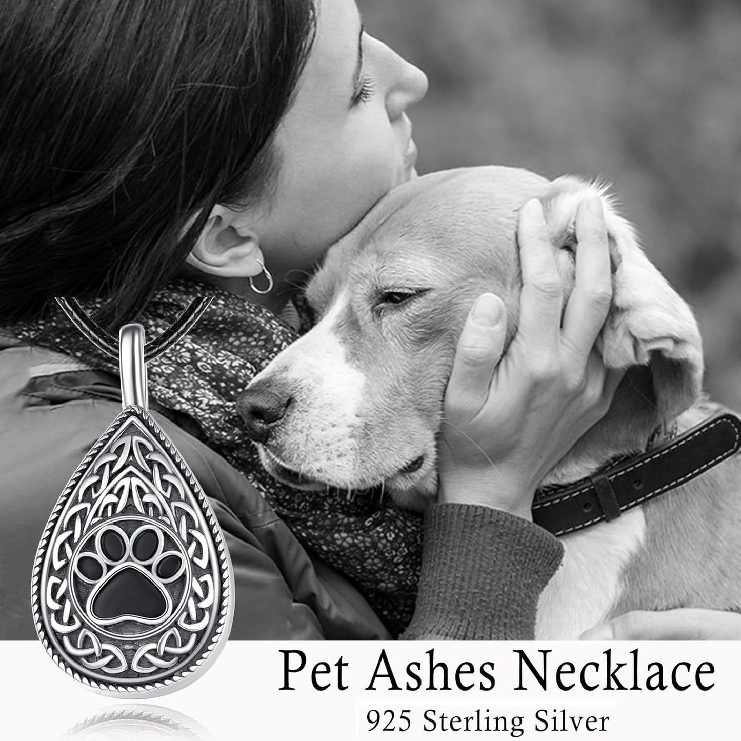 Dreamboat Pet Urn Necklace for Dog Cat Ashes 925 Sterling Silver Paw Print Cremation Keepsake Pendant Celtic Knot Memorial Jewelry Gifts for Women Men