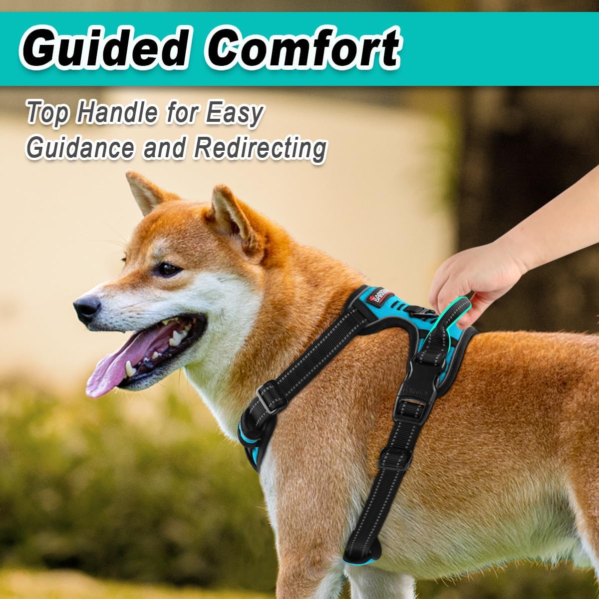 BARKBAY No Pull Pet Harness Dog Harness Adjustable Outdoor Pet Vest 3M Reflective Oxford Material Vest for blue Dogs Easy Control for Small Medium Large Dogs (XL)