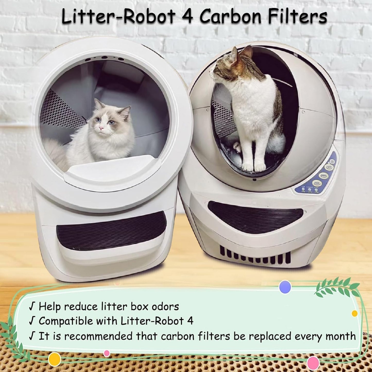8Pcs Carbon Filters Compatible with Litter-Robot 4,Replacement Activated Charcoal Filters for Litter Box Carbon Premium Filter,Thickened and Durable,Eliminate Odor and Controls Moisture on Pet's Body