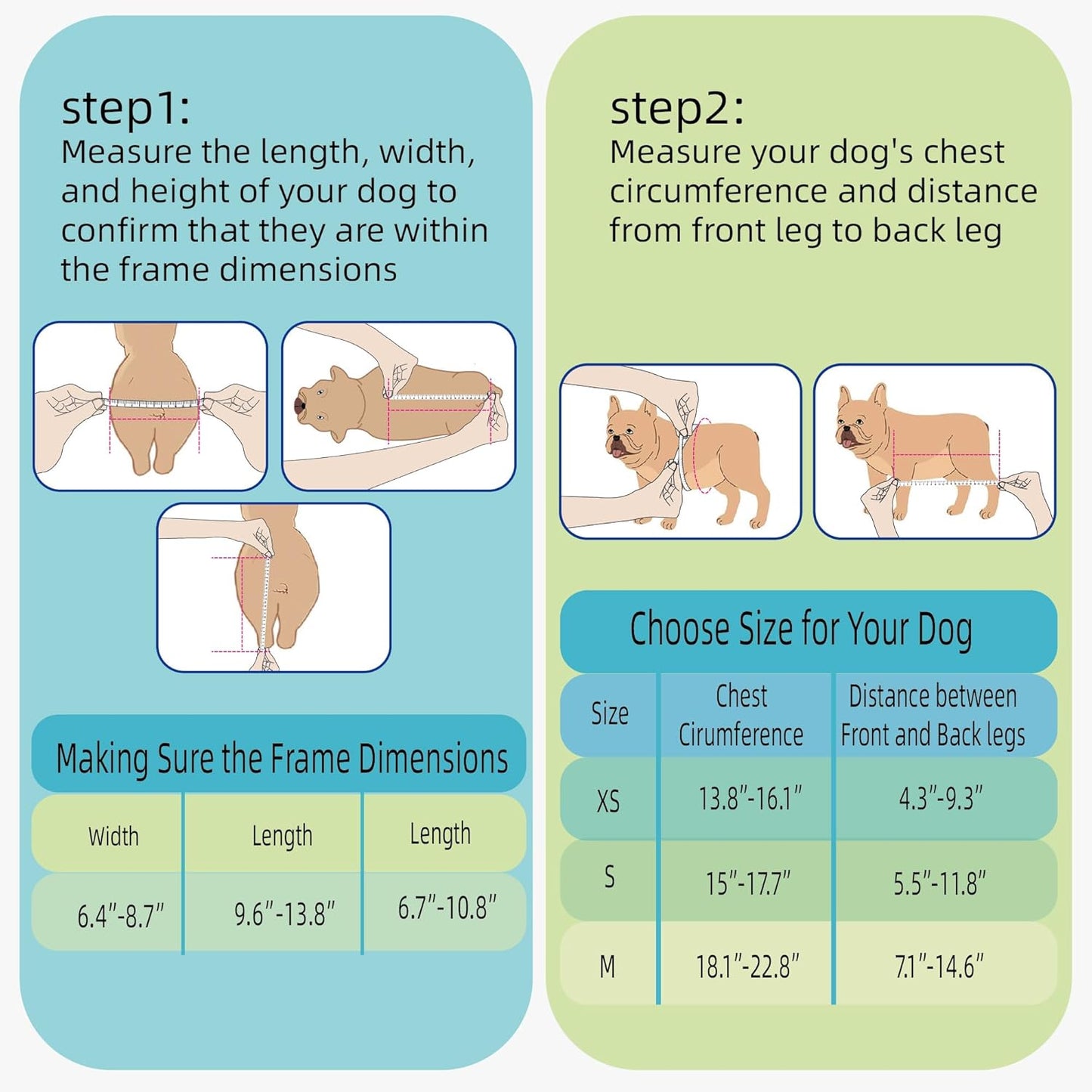 Dog Wheelchair for Back Legs with Pet Traction Rope, Small Wheelchair for Dogs with Disabled Hind Legs Walking Adjustable Dog Carts with Heavy Duty Wheels
