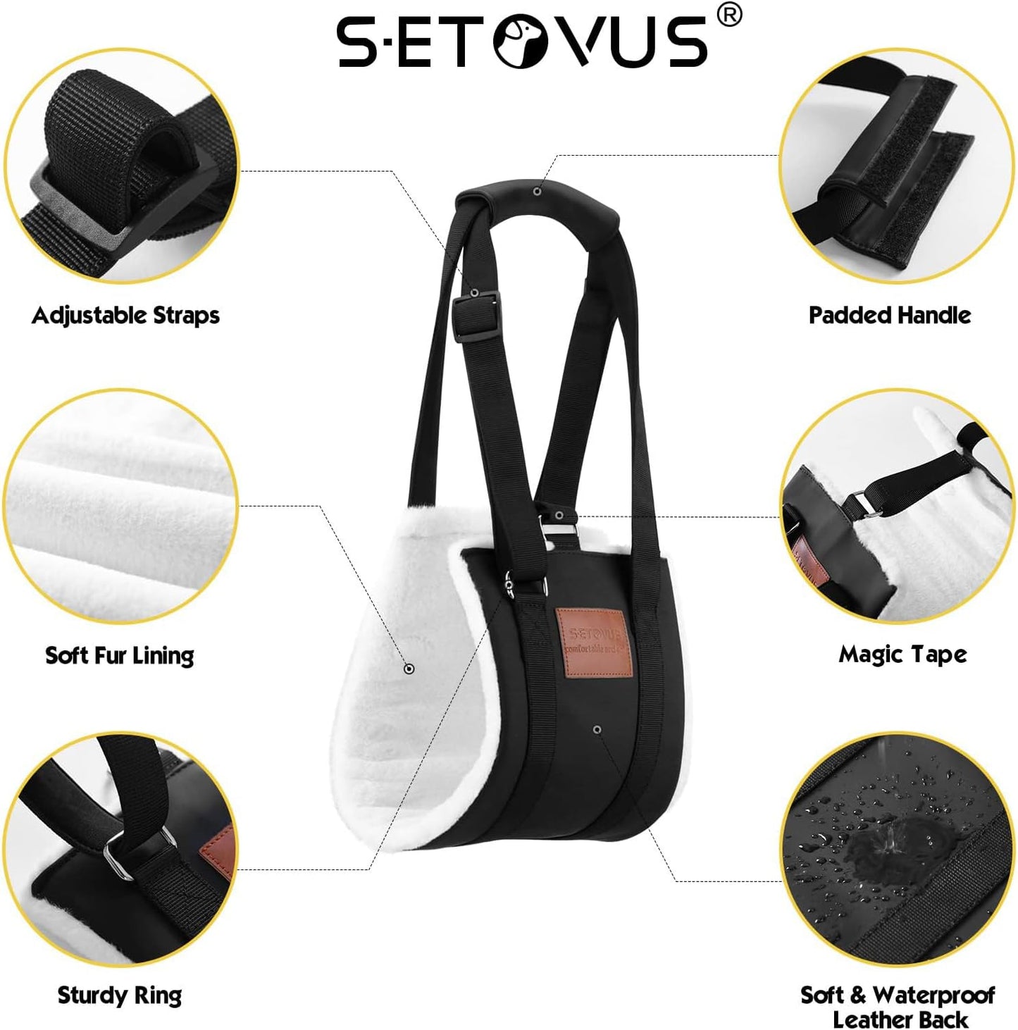 Dog Sling for Large Dogs Hind Leg Support, Magic Tape Dog Lift Harness, Soft Dog Support Harness for Back Legs, Hip Support Harness to Help Senior, Injured, Disabled and After ACL Surgery