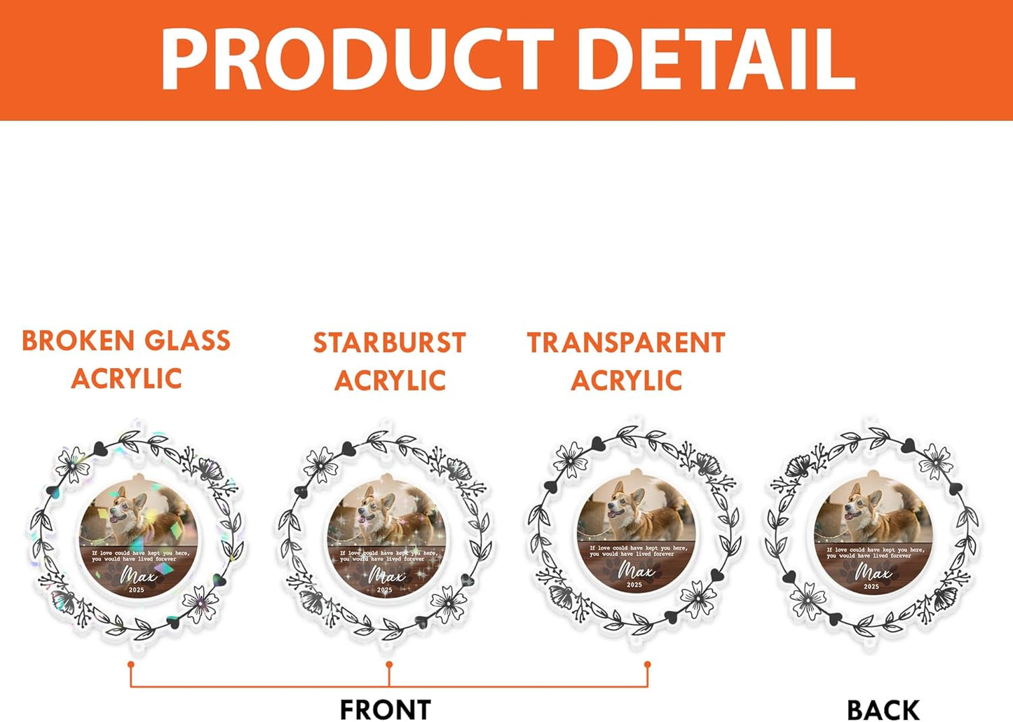 Personalized Dog Memorial Ornament Custom Pet Photo Suncatcher - Christmas, Birthday, Anniversary, New Year Gift for Dog Owner from Family - Loss of Pet Keepsake with Quote 2025