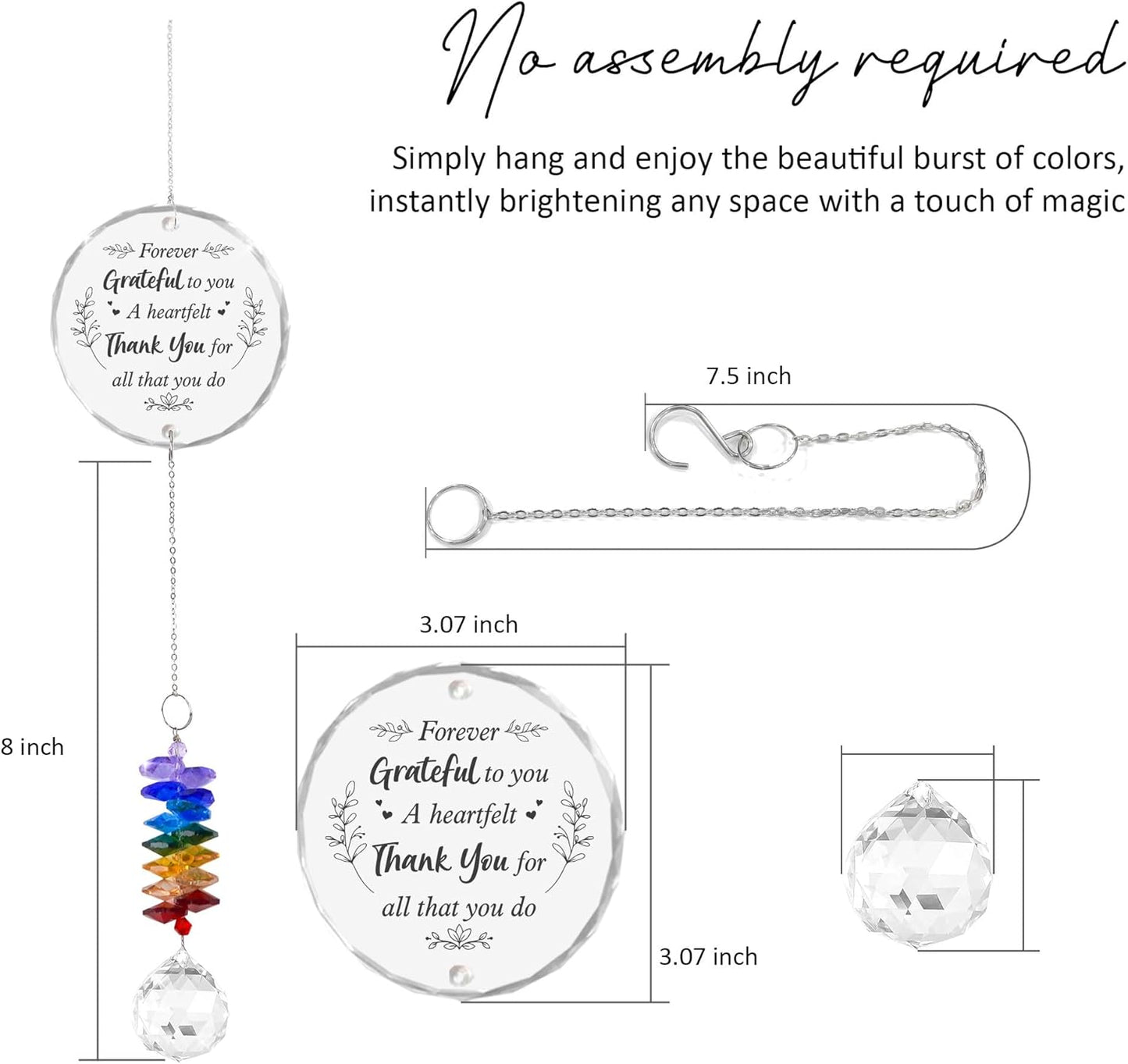 Glass Suncatcher Ornament - Inspirational Rainbow Maker - Daily Motivation Gift - Encouragement Keepsake - Positive Affirmation Decor - Thank You Gifts for Nurses Teachers Friends Family