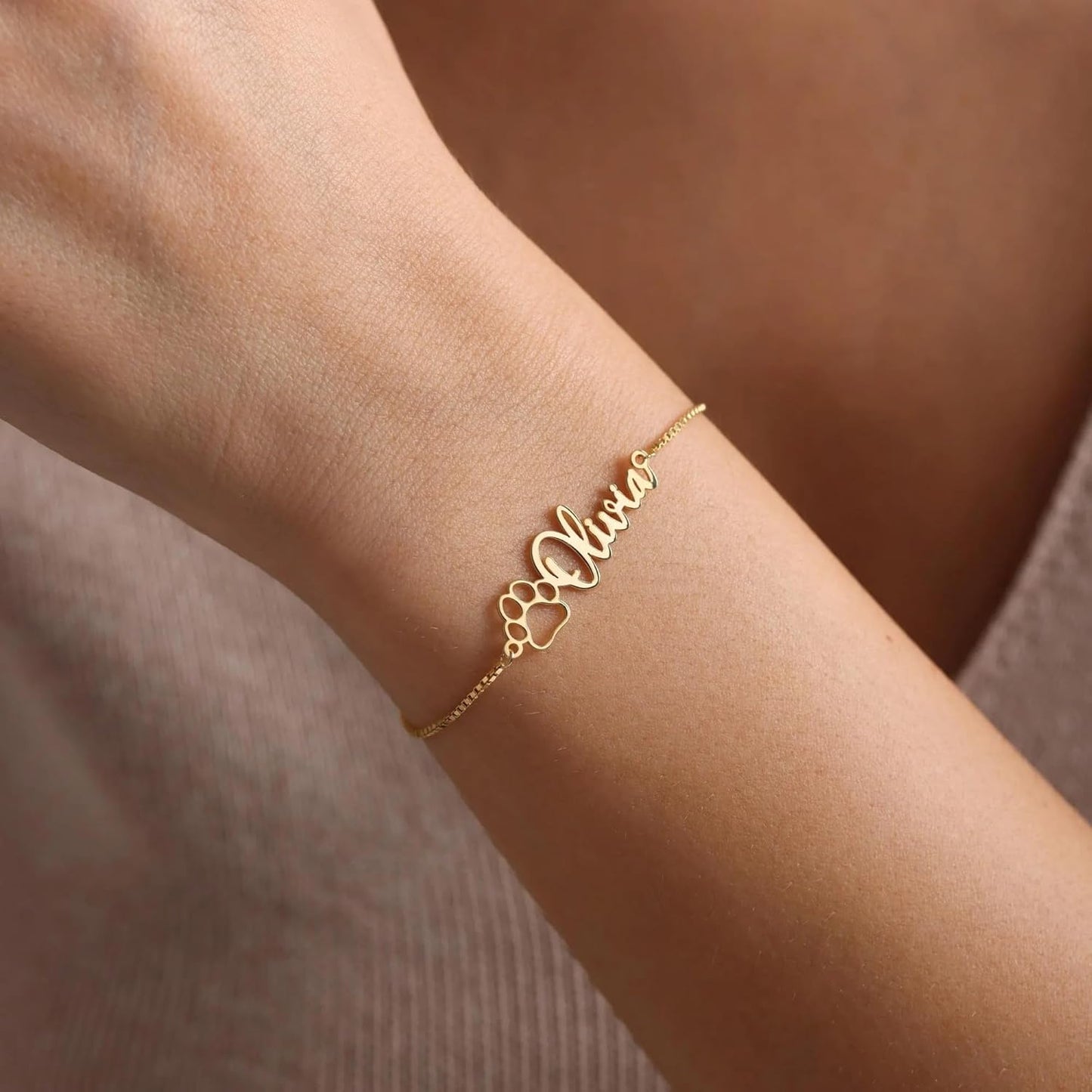 Personalized Pet Name Bracelet Dog/Cat Paw Bracelet Animal Friendly Jewelry Custom Pet Lover Gift Photo Projection Bracelet for Women Mom