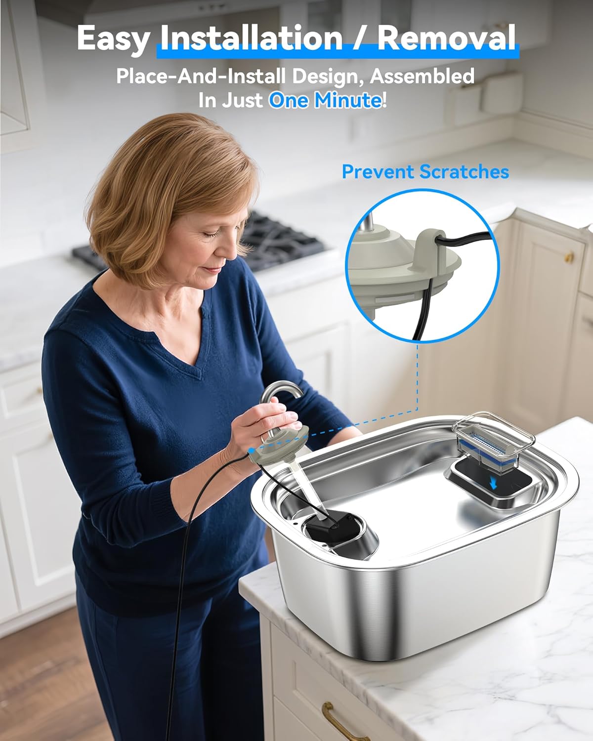 3 Gal Stainless Steel Dog Water Fountain for Large Dog, Pet Fountain Water Bowl Automatic Dispenser with Top Window & LED, Supet Quiet Pump for Multi Pet Home