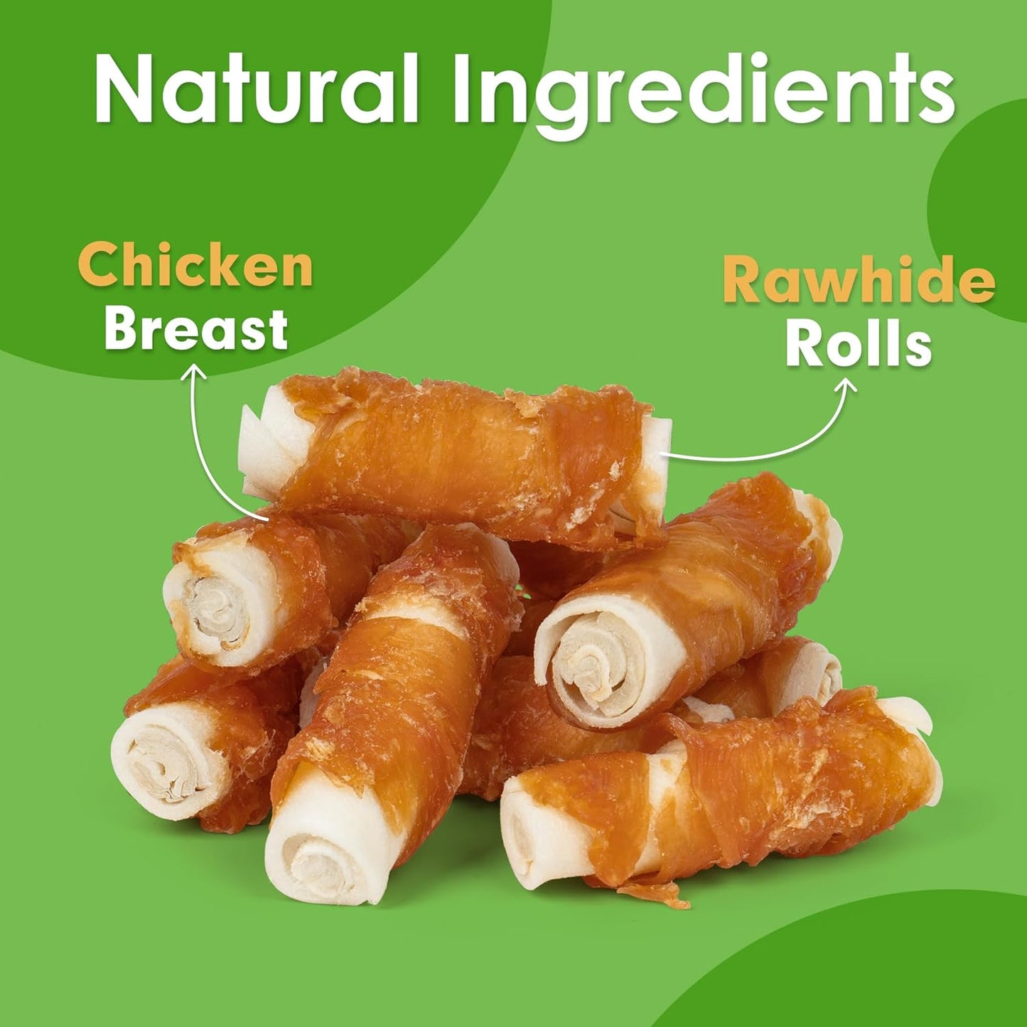 MON2SUN Dog Treats, 2.5 Inch Chicken Wrapped Rawhide Rolls, Teeth Cleaning Chews with High Protein for Small Dogs, 21.2 oz (32 Count - Pack of 1)
