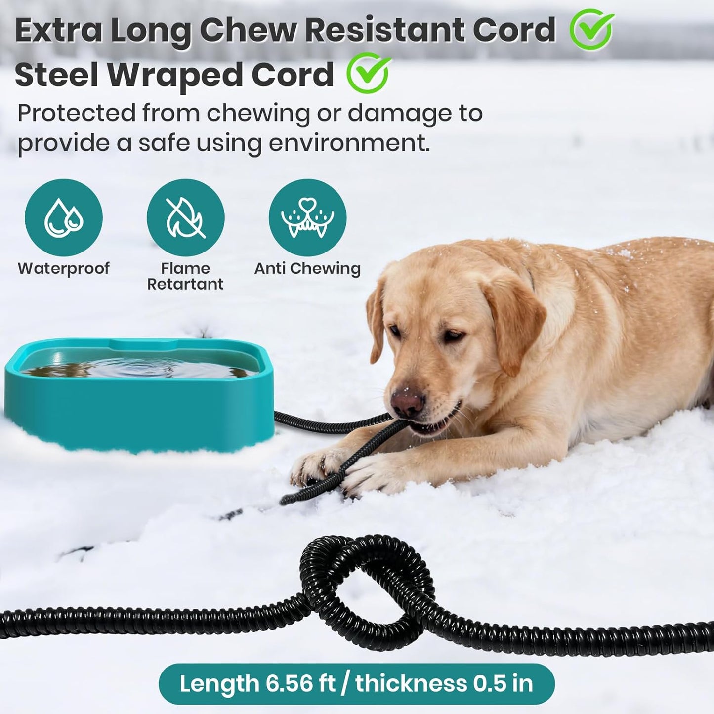 IPOW Extra Large Heated Water Bowl with 5 Layers Design for Heating & Heat Preservation Provides Drinkable Water & Food in Winter Heated Pet Bowl for Cat Rabbit Chicken Duck Squirrel, 194 fl oz