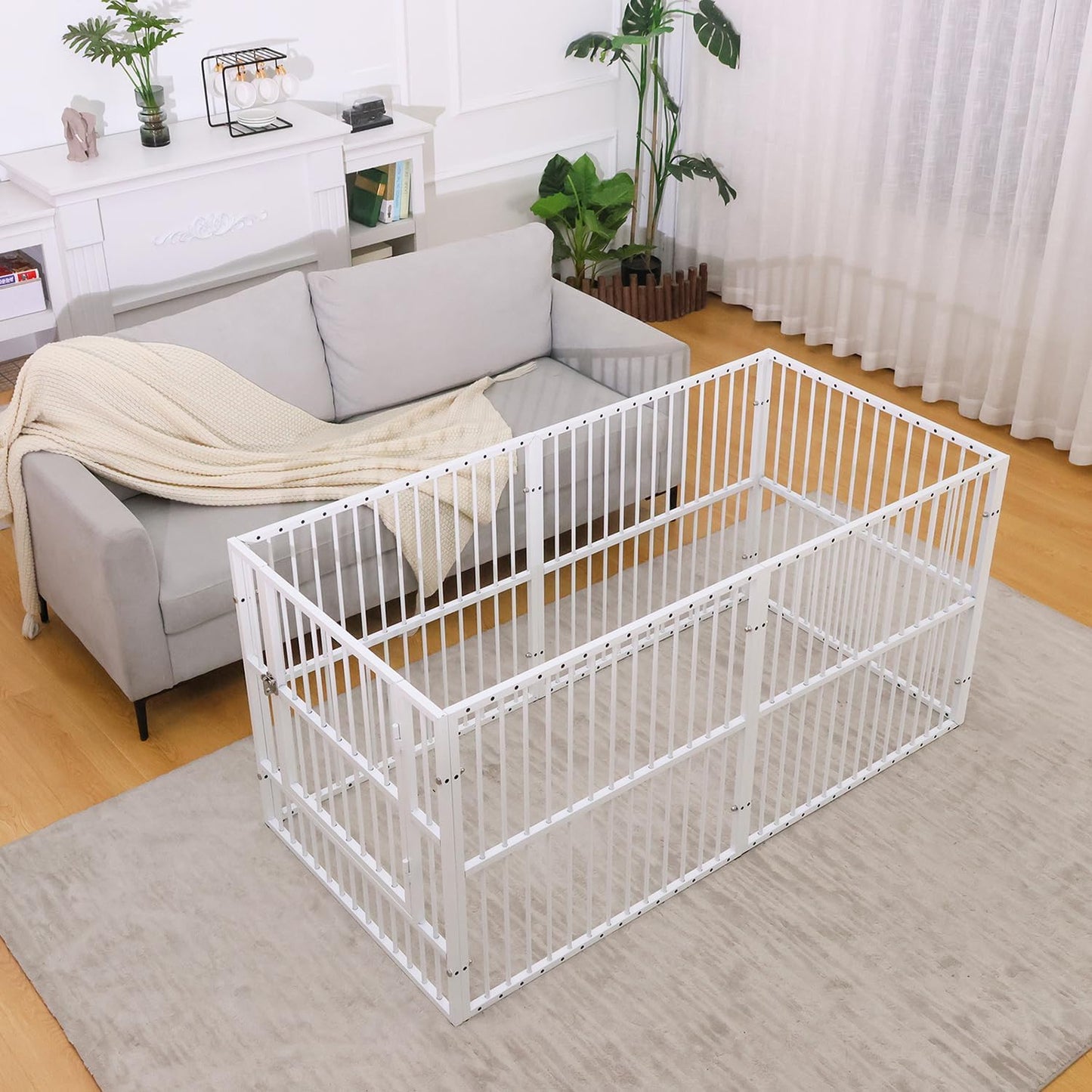 Dog Playpen - 32" Height Dog Pen, Heavy Duty Puppy Pen with Door, Safe & Sturdy, Easy Assemble for Indoor/Outdoor Pet Playpen