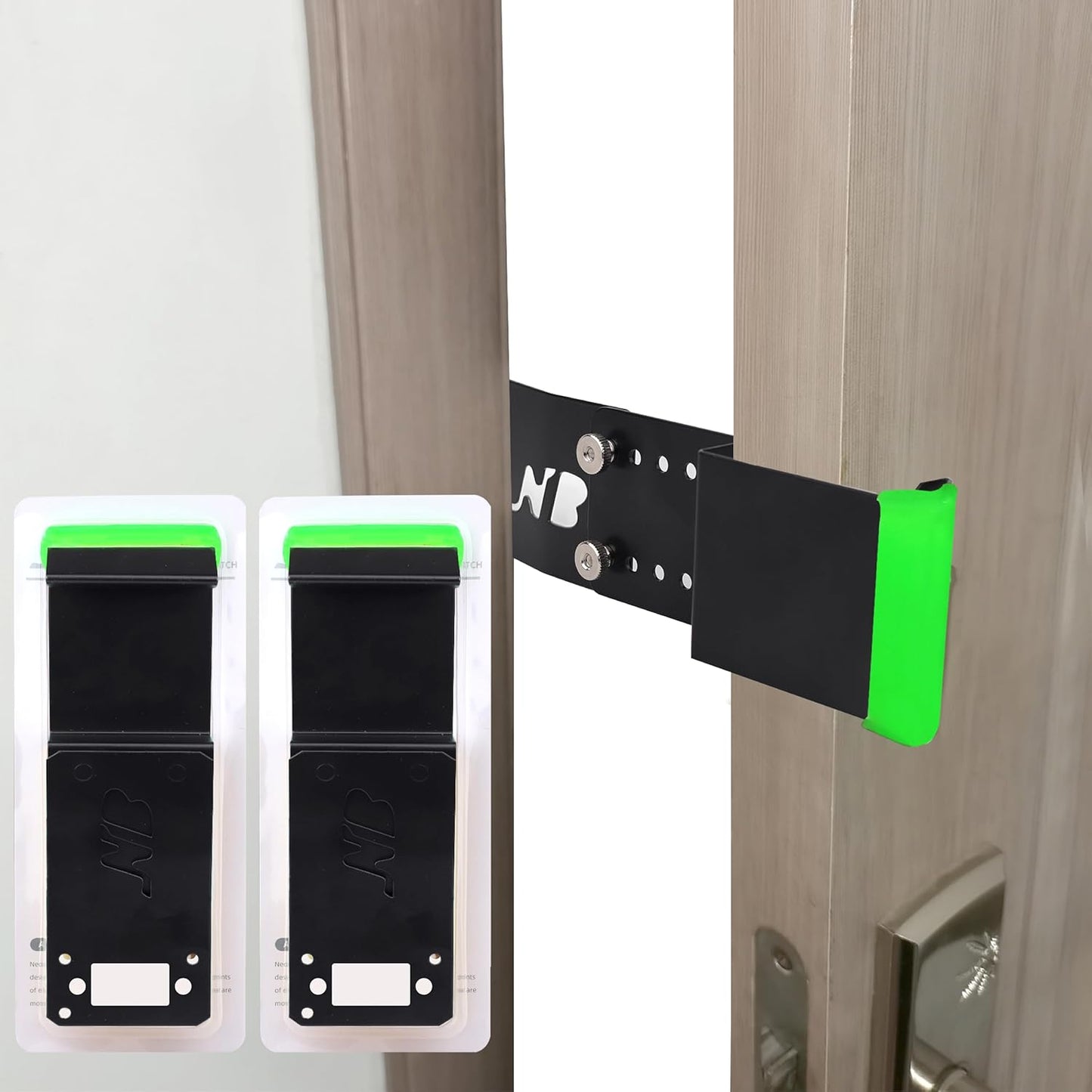 Cat Door Latch, Door Prop for Cats Keep Dogs Out of Cat Feeding Station & Litter Box, Cat Door Stopper with Silicone Anti-Collision Pad, Pet Door Interior Door Alternative, Steel Black 2 Packs