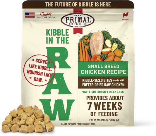 Primal Kibble in The Raw, Freeze Dried Dog Food, Small Breed Recipe, Scoop & Serve, Made with Raw Protein, Whole Ingredient Nutrition, Crafted in The USA, Dry Dog Food 5.4 lb Bag