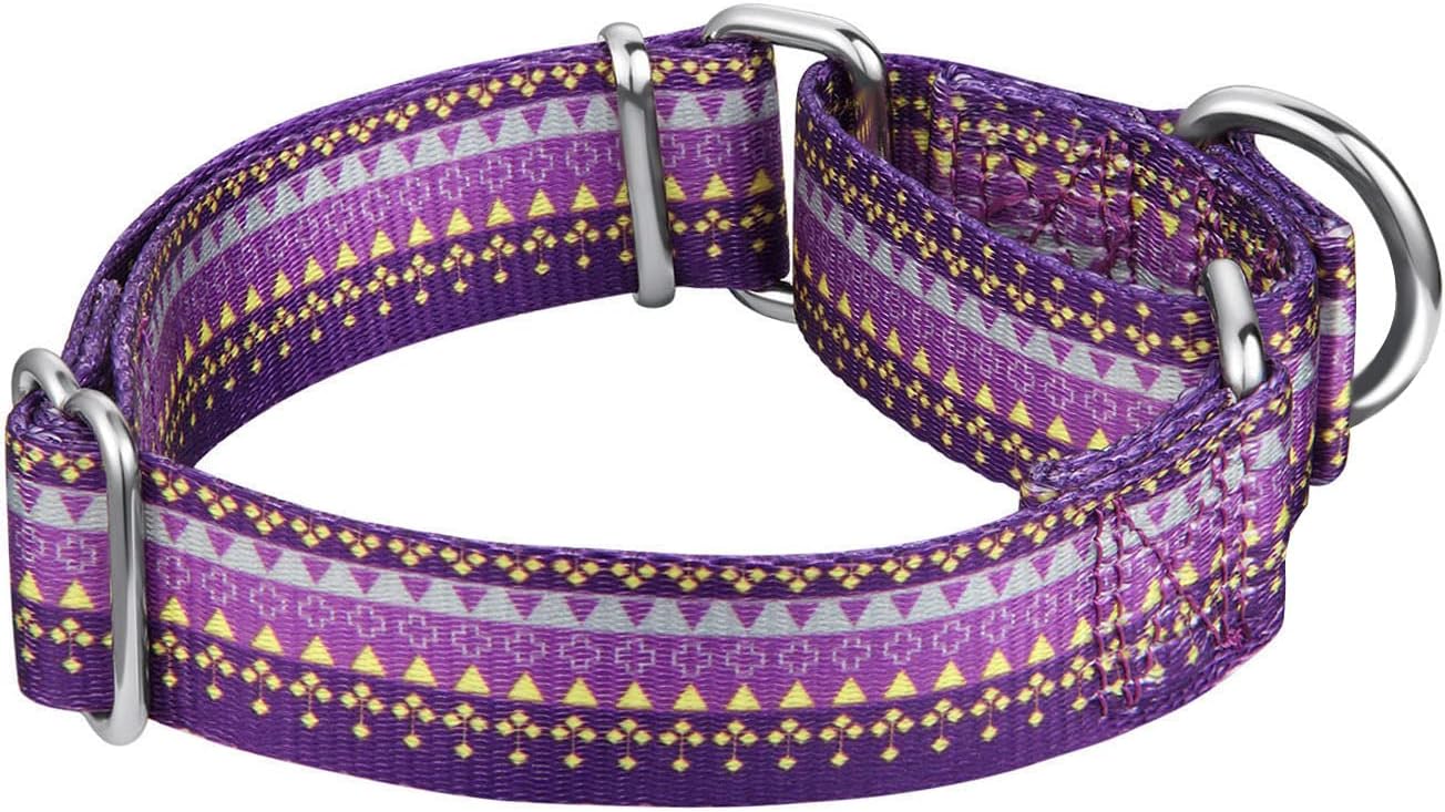 Martingale Dog Collar Dark Purple, Neck 11"-15.5", Wide :1", Soft Durable No Pull Anti-Escape Pet Collar for Small Dogs