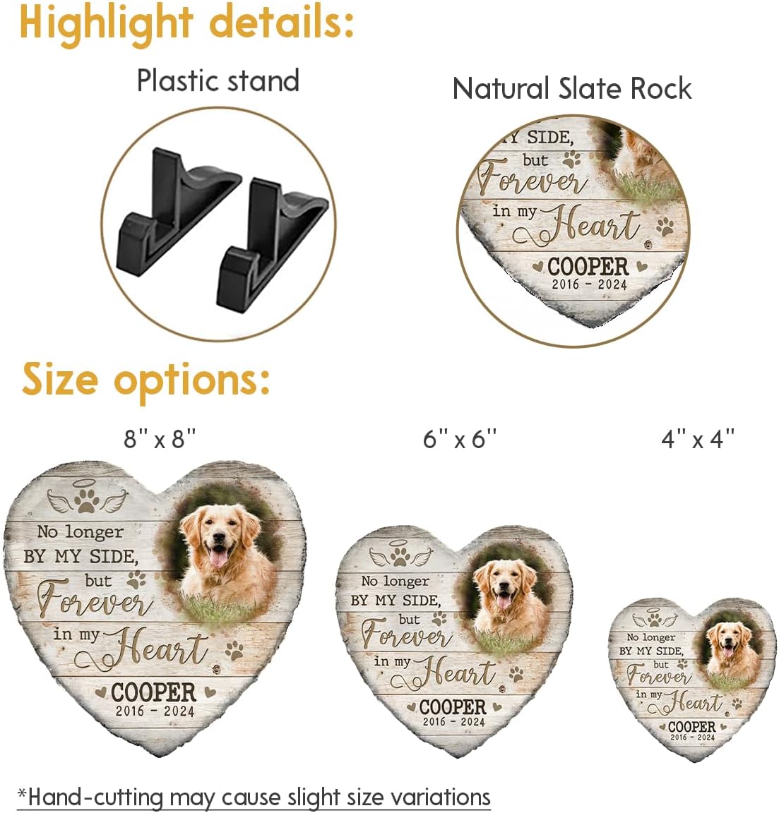 Personalized Pet Memorial Stones for Dogs - Heart Headstones Gifts for Dog Loss - Select Meaningful Quote - Sympathy Gifts to Honor Your Loved One