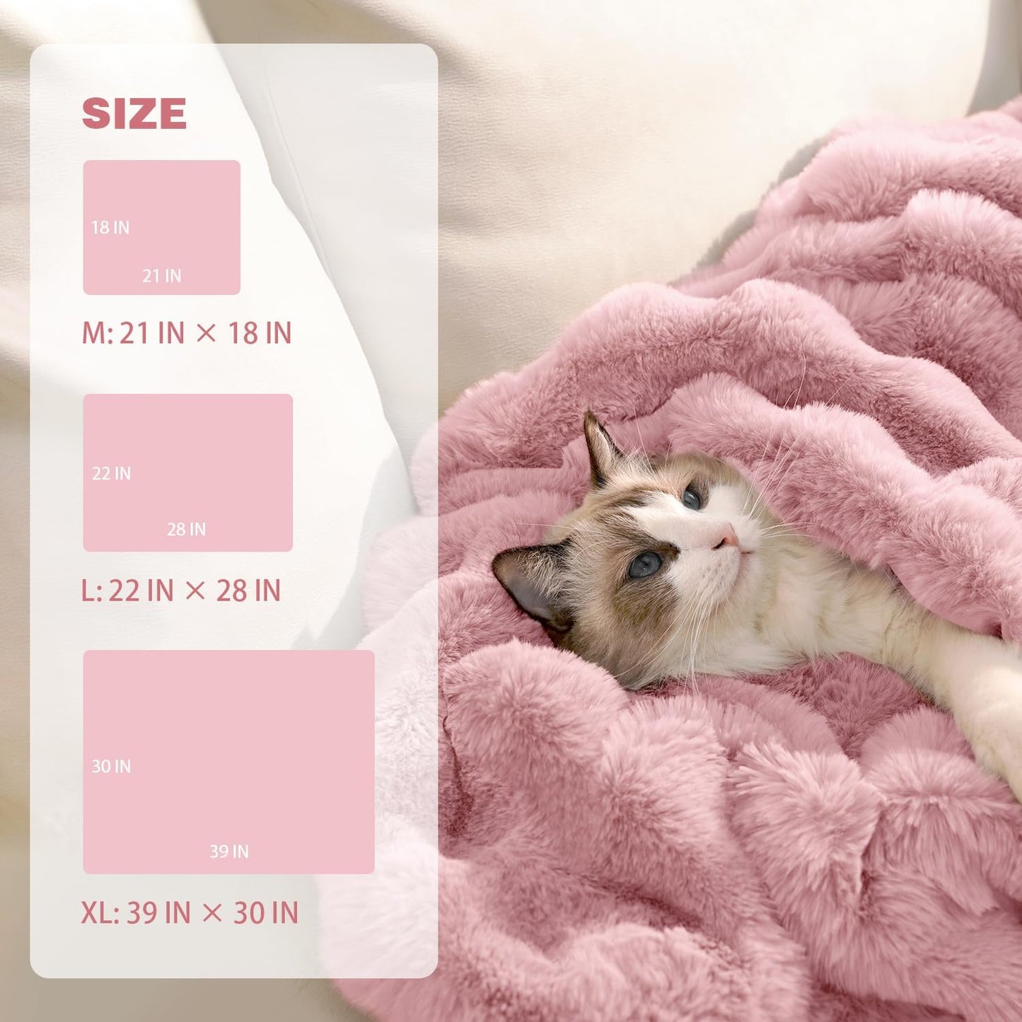Dog Blanket Ultra Soft Fuzzy Faux Fur Cat Blankets for Indoor Cats Ultra Soft Plush Faux Fur Machine Washable Reversible Pet Throw Protector for Couch Furniture 28"X 22" Pink