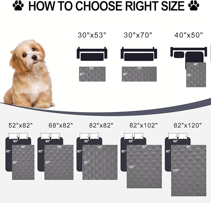 Smiry Waterproof Dog Blanket, 68x82 Inch Soft Pet Bed Cover Reversible, Washable Sofa Couch Furniture Protector for Small Medium Large Dog Puppy Cat, Grey/Light Grey
