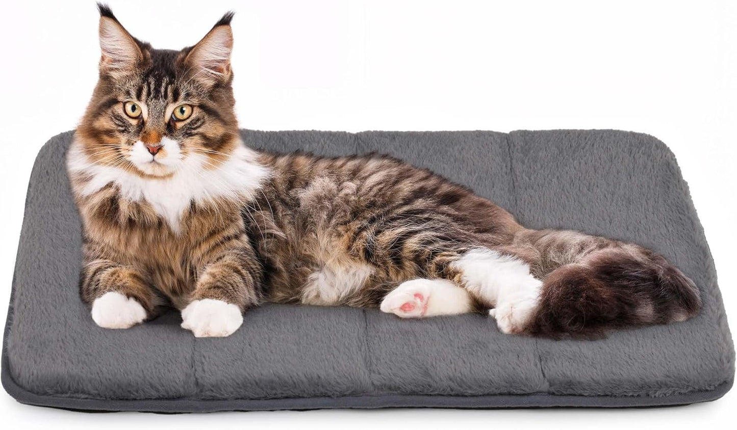 Dog Crate Pad for Small Dogs - Orthopedic Dog Bed with Memory Foam, Washable Soft Warm Pet Mat with Non-Slip Bottom, Grey