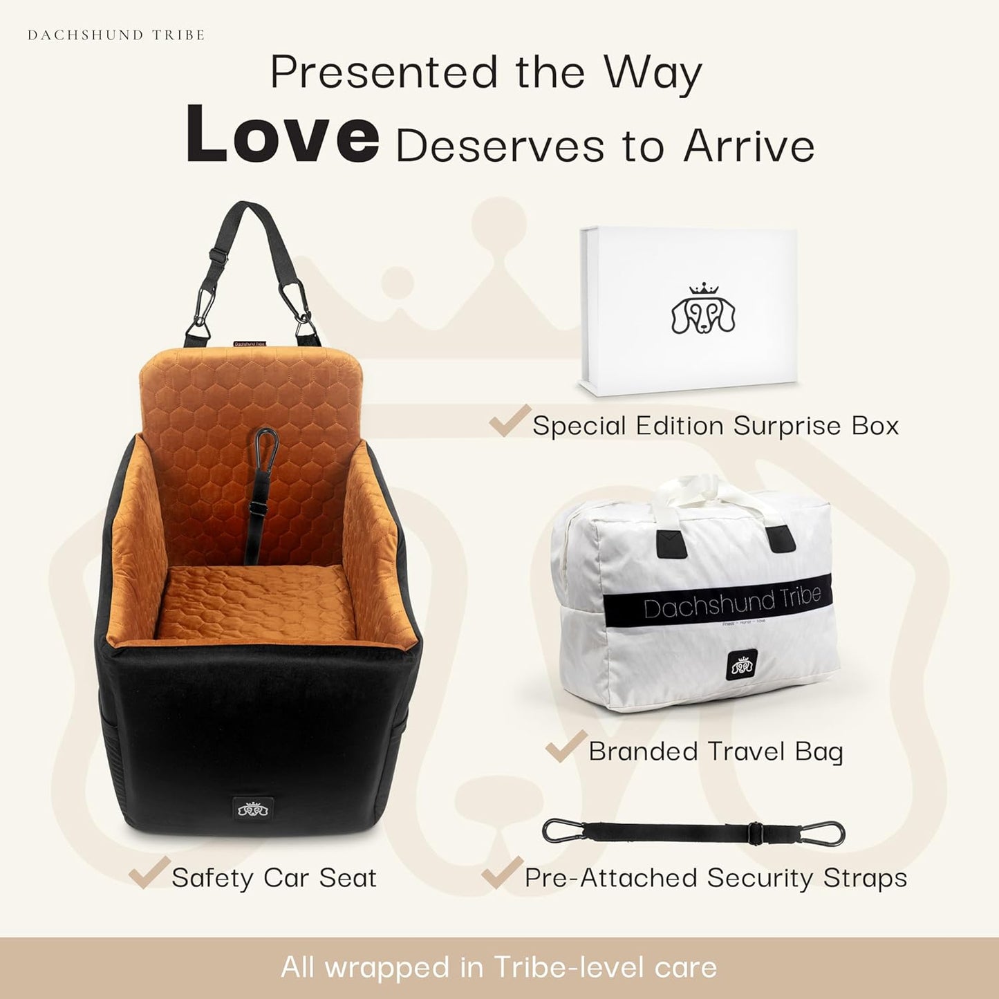 Dog Car Seat for Small Dogs - Safety Booster Bed for Car Travel, Machine Washable Cover, Scratch & Water Resistant, Adjustable, Non-Slip Base (Royal Black, Small/Medium)