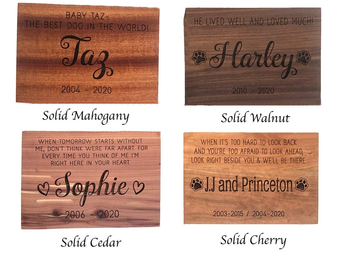 Large Pet Memory Urn Box with Personalized Name, Quote, or Poem - Memorial Wood Keepsake