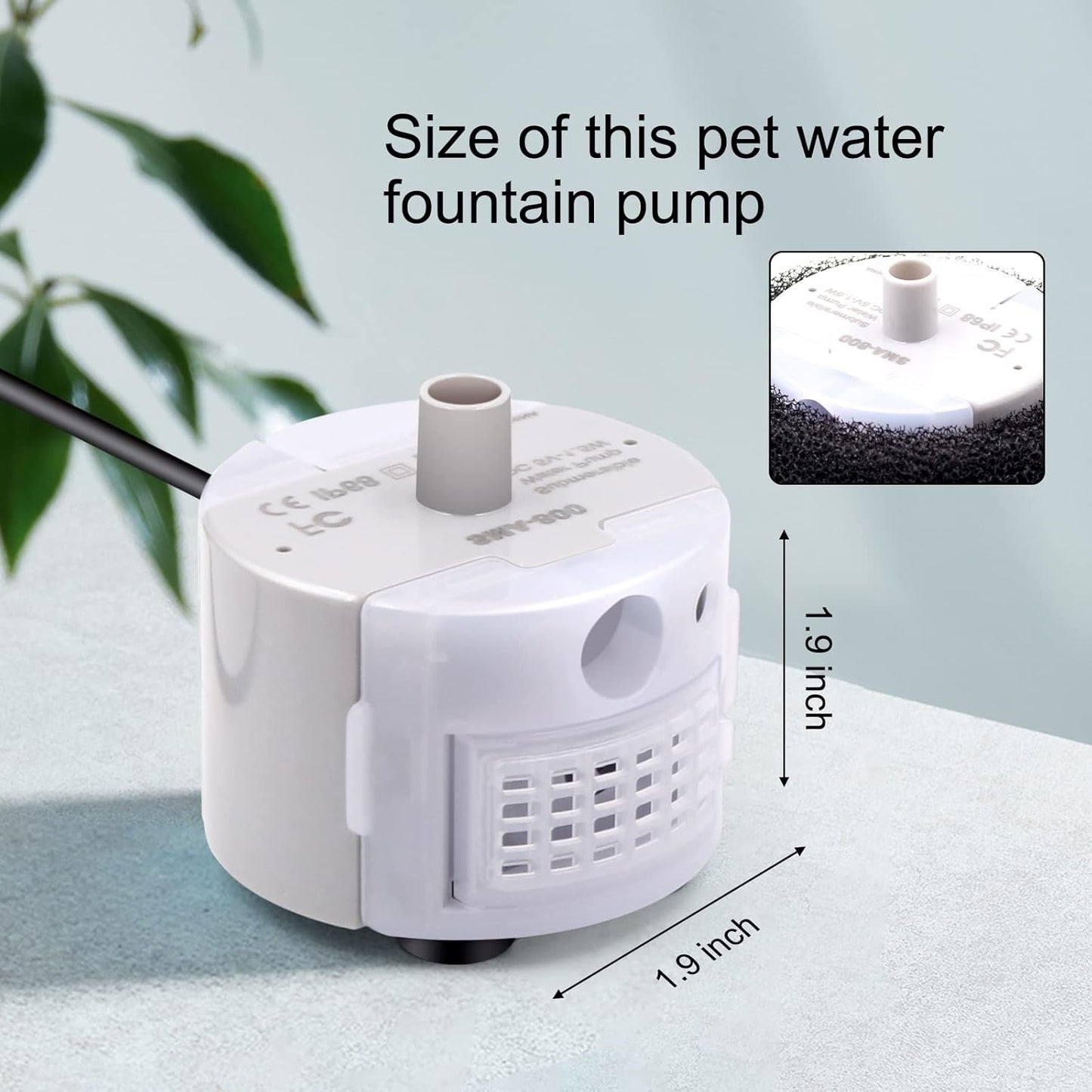 Cat Water Fountain Pump for 3.2L/108oz Stainless Steel Cat Water Fountain and 67oz/2L Stainless Steel Cat Fountain, Petilog Pet Fountain Pump, Ultra Quiet Cat Fountain Pump