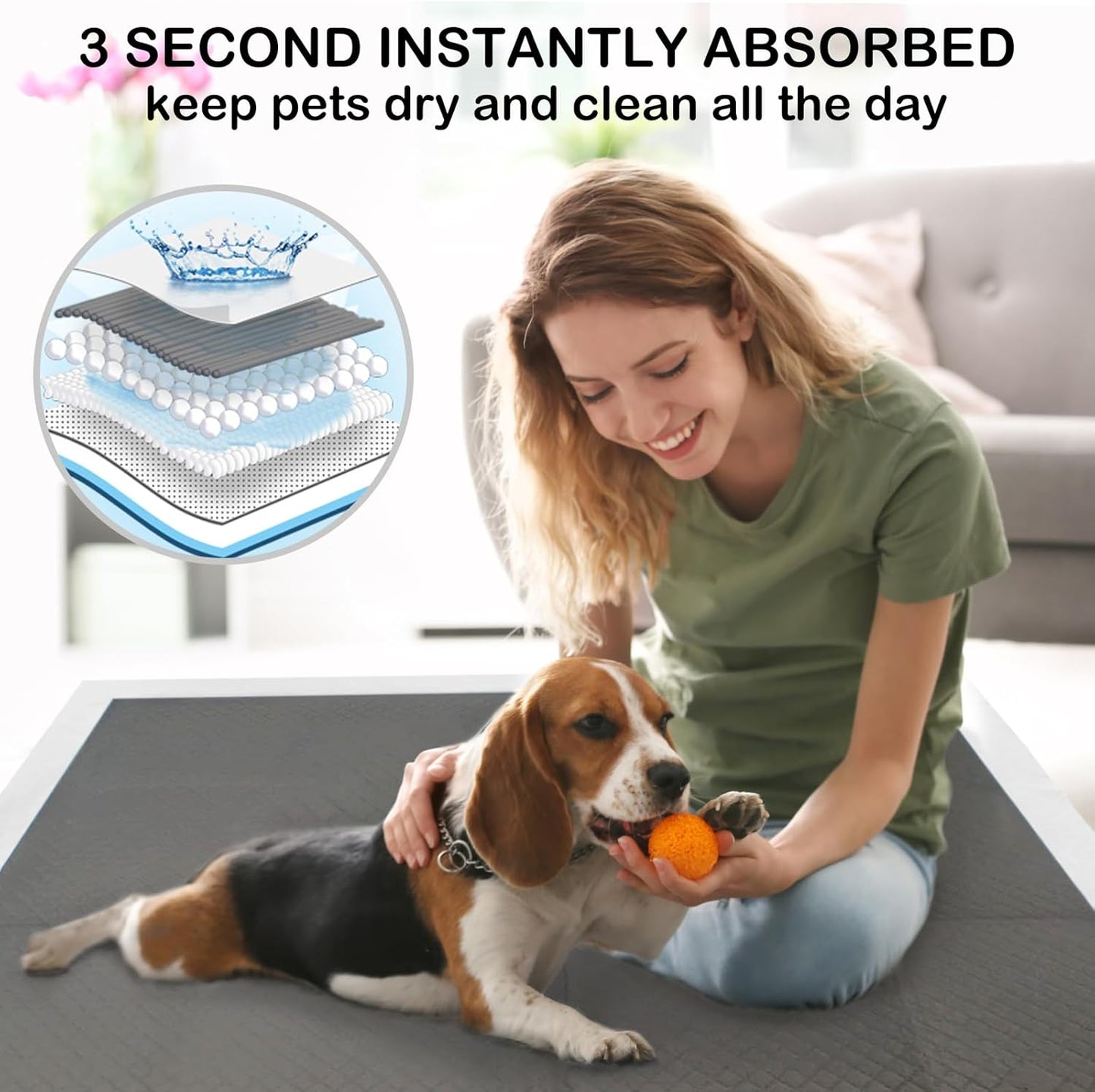 ELEGX Extra Large 34"x36" 30 Pcs Odor-Control Super Absorbency Charcoal Pee Pads for Dogs & Cats - Leak-Proof Thicken Disposable Potty Pads