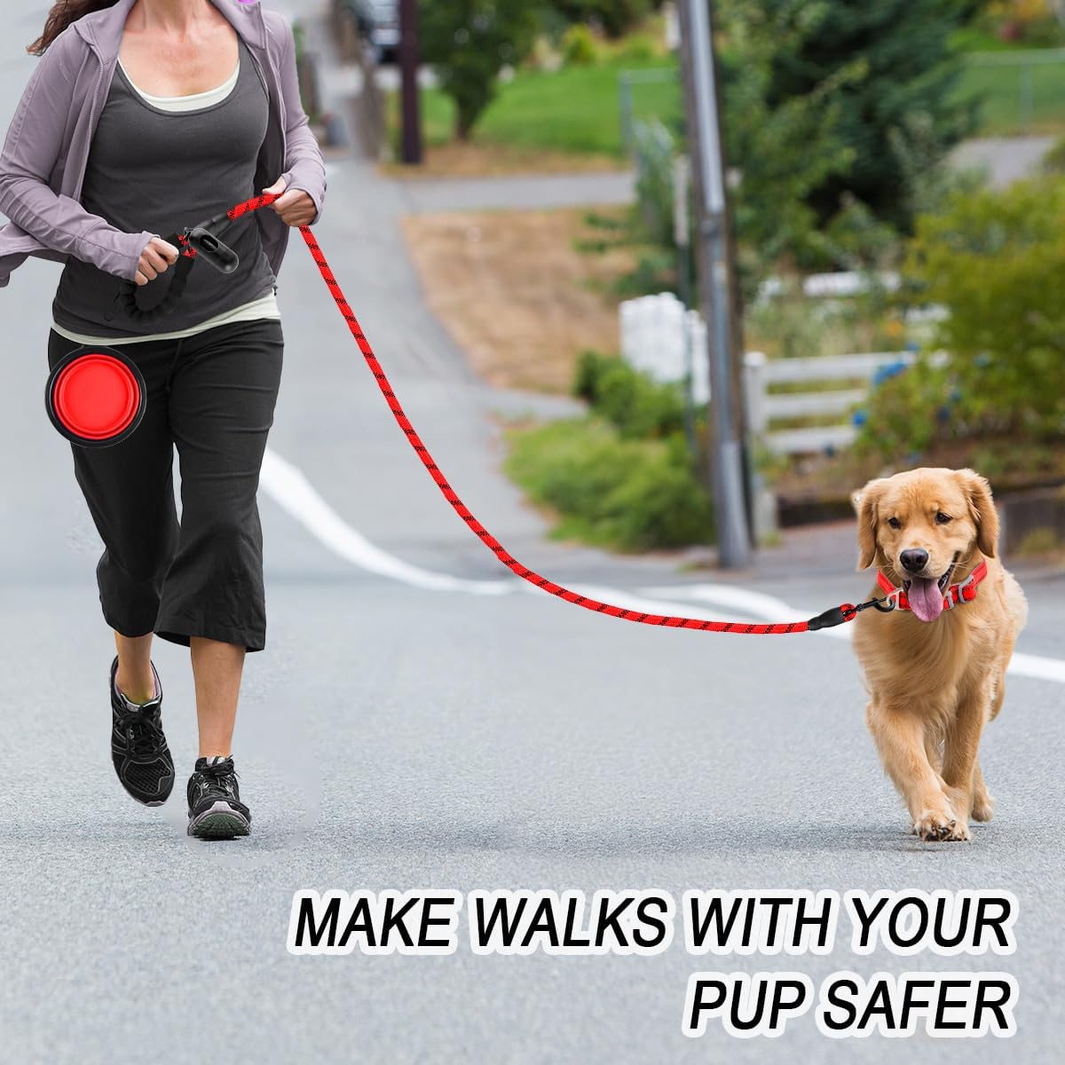 BARKBAY Dog Leashes for Large Dogs Heavy Duty Dog Leash 4/5/6 FT with Comfortable Padded Handle and Highly Reflective Threads for Medium Large Dogs Walking Training Running (6FT-1/2'',Red)