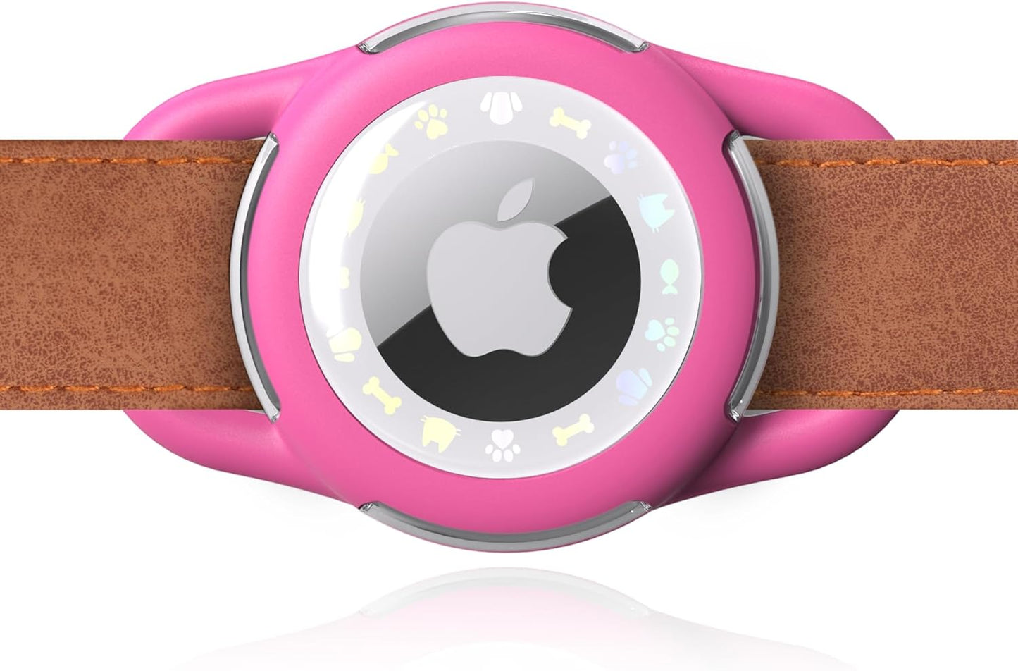 Airtag Dog Collar, Waterproof Airtag Holder for Dog Collar & Cat Collar Slicone Full Body Covered Pet Air Tag Holder (Rose, Small)