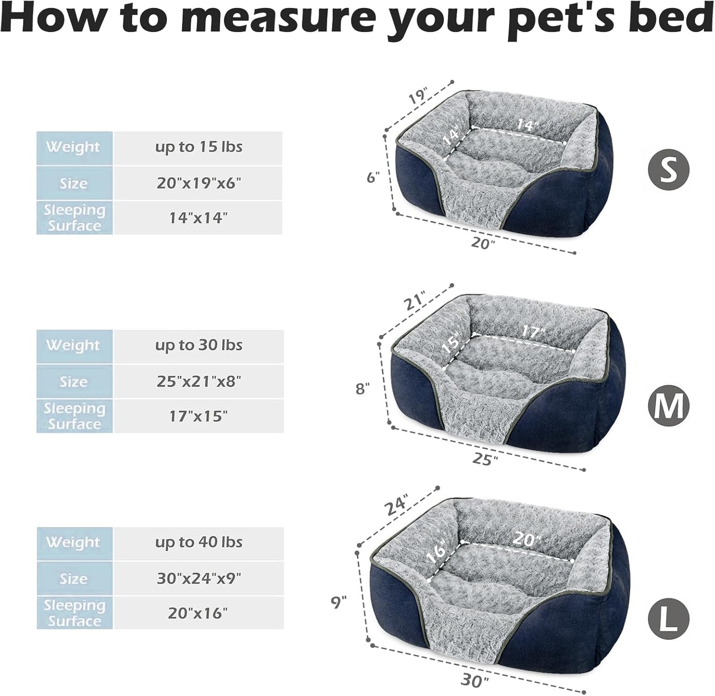 INVENHO Large Dog Bed Rectangle Washable Orthopedic Soft Calming Sleeping Durable Pet Cuddler with Anti-Slip Bottom