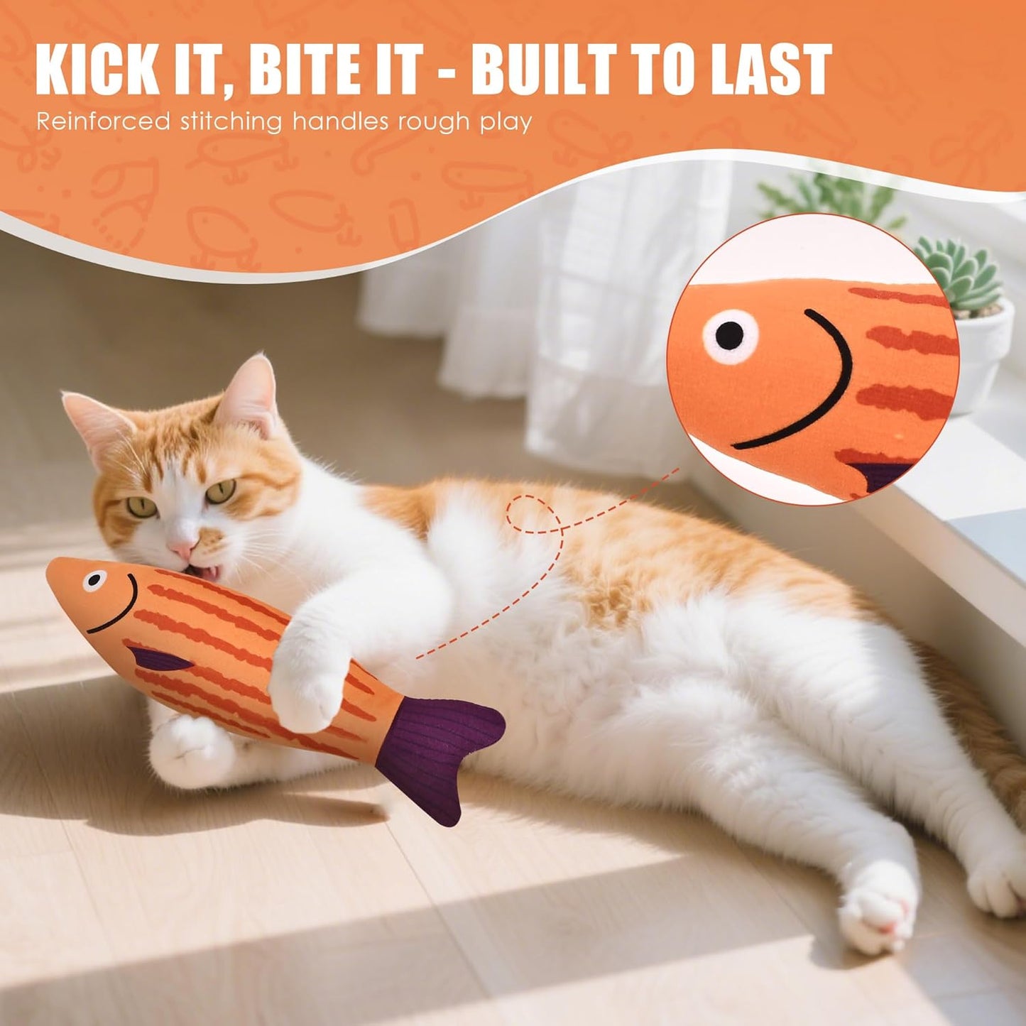 Cat Toys, Catnip Toys for Cats, Soft and Durable with Rattle Sound, Interactive Kitten Toys for Indoor Cats, Cat Chew Toy for All Breeds (4Pack, Sardine)