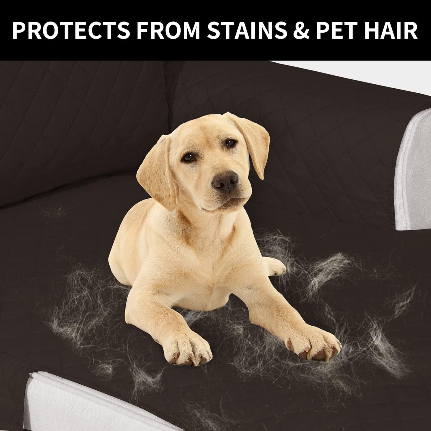 Easy-Going Reversible Chaise Lounge Couch Cover Water Resistant Sofa Cover Sectional L Shaped Sofa Slipcover with Adjustable Straps Furniture Protector for Dogs (115X34 in, Chocolate/Chocolate)