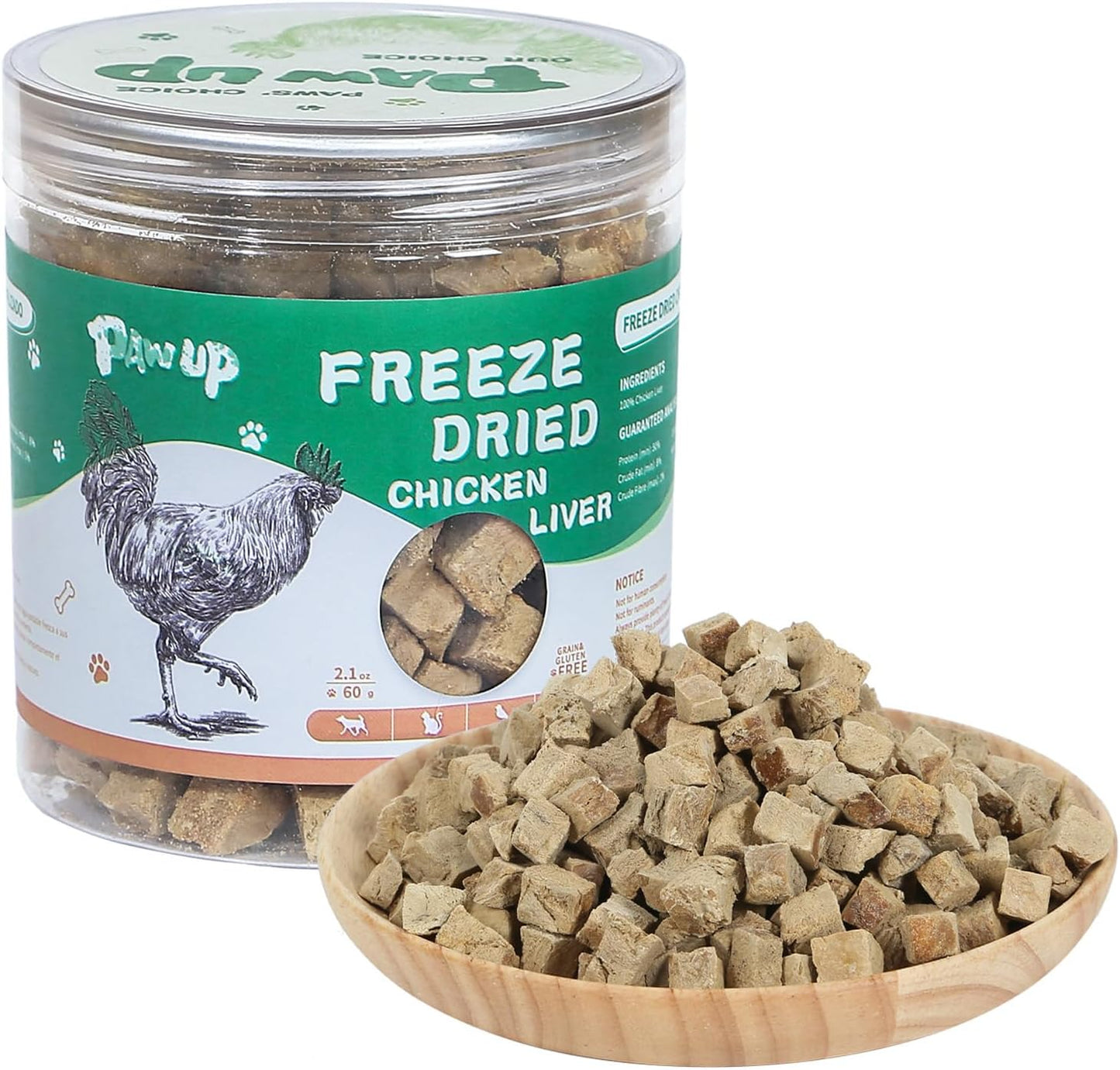 Freeze Dried Chicken Liver Pet Treats, High Protein Freeze-Dried Pet Food for Dogs, Cats, Fresh Ingredient Snacks, 2.1 oz, Rawhide Free&Grain Free