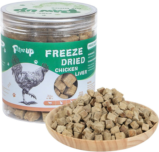 Freeze Dried Chicken Liver Pet Treats, High Protein Freeze-Dried Pet Food for Dogs, Cats, Fresh Ingredient Snacks, 2.1 oz, Rawhide Free&Grain Free