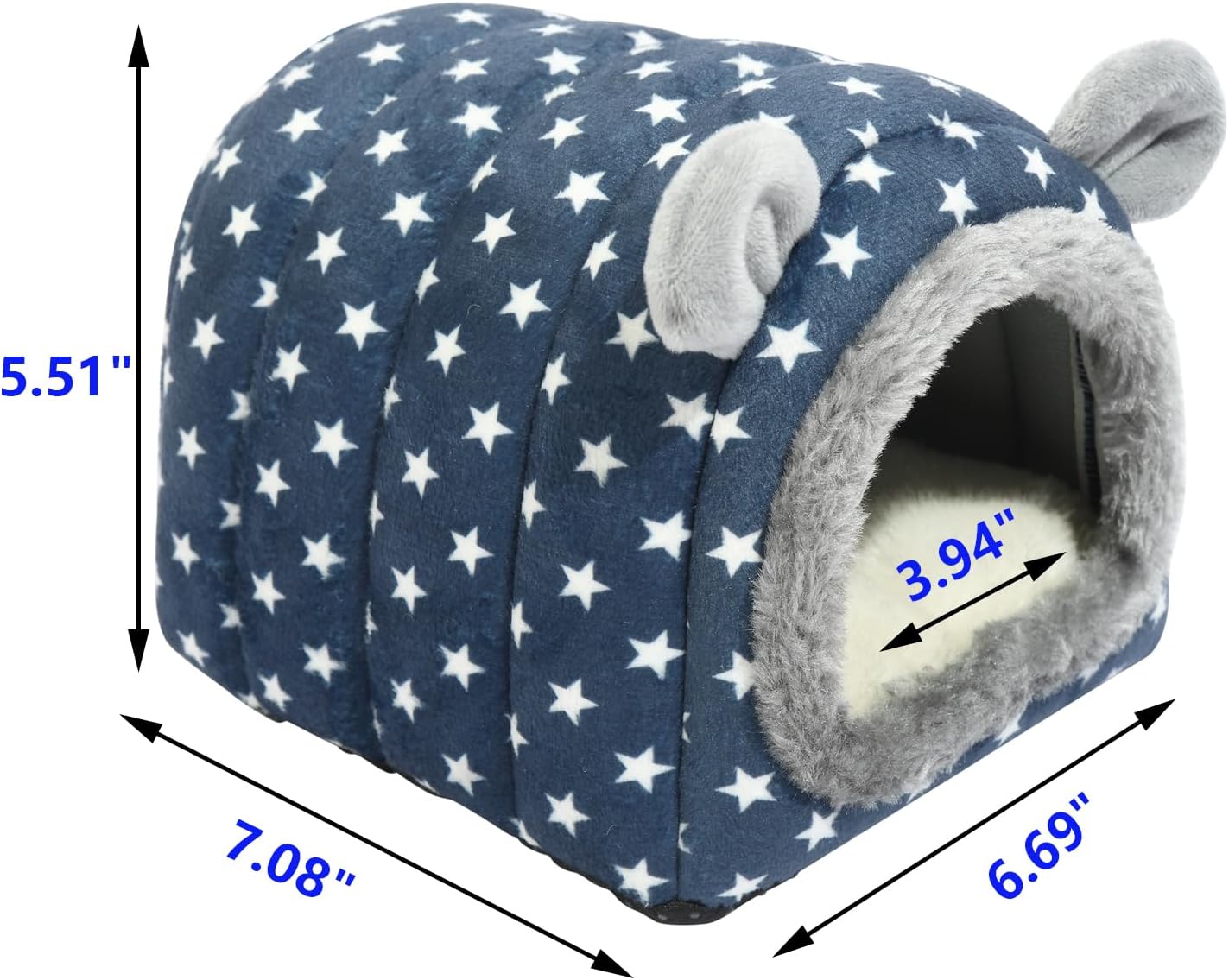 Hedgehog Bed Cave Hideout Hedgehog Accessories Hedgehog House, Hamster Small Animals Cage Supplies Warm House (Blue)