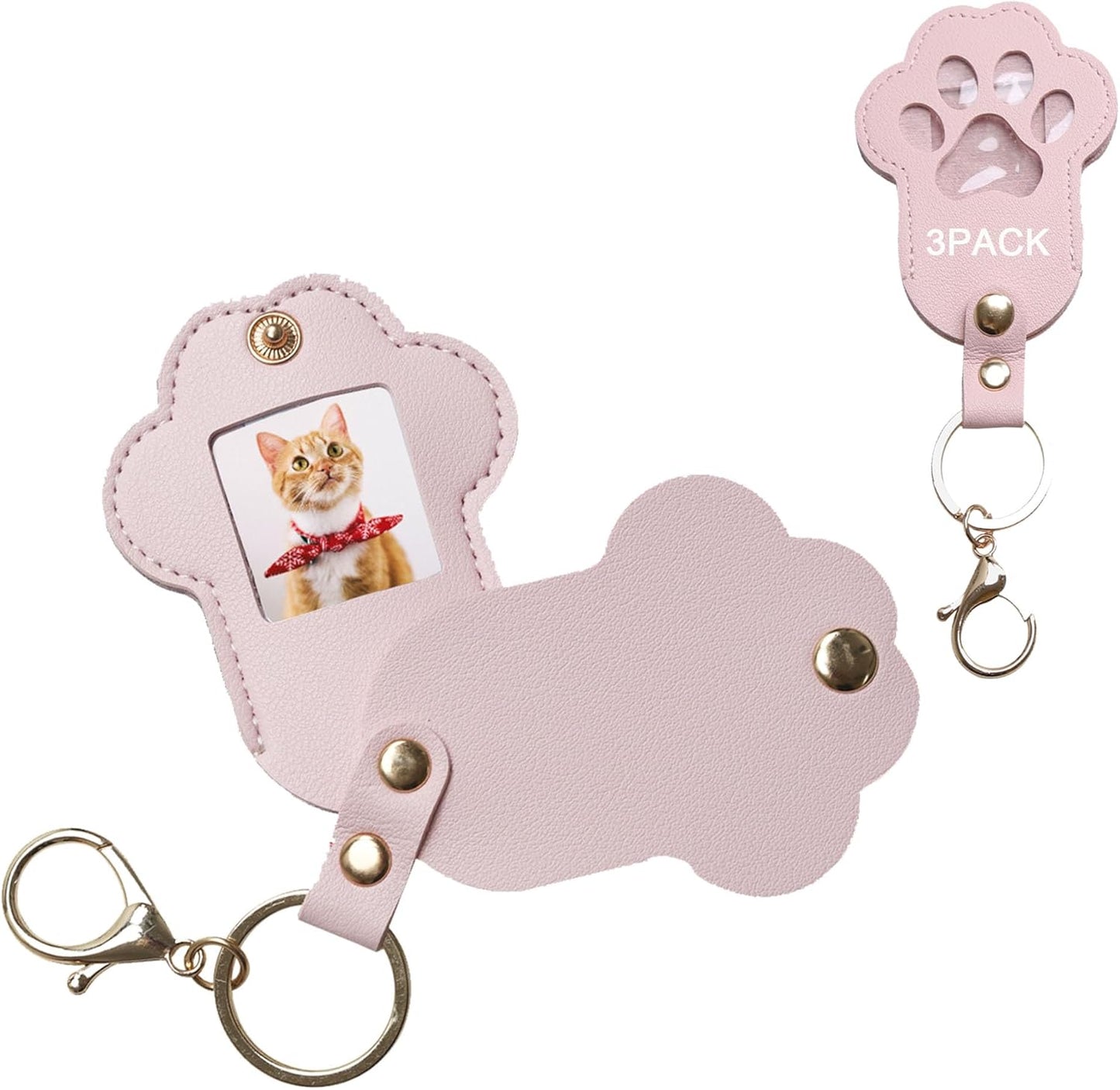 Pet Memorial Keychain Dog Paw Keepsake Photo Holder Heartfelt Memorial Gift for Loss of Dog and Cat Holds Fur and Pictures Keychain or Bag Charm for Bereaved Pet Owners (3Pack Pink)