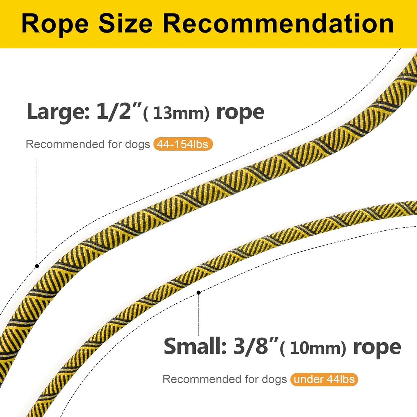 Fida Durable Slip Lead Dog Leash, 6 FT x 3/8" Heavy Duty Comfortable Strong Rope Slip Lead for Small Dogs and Puppies, No Pull Pet Training Leash with Highly Reflective (3/8", Yellow)