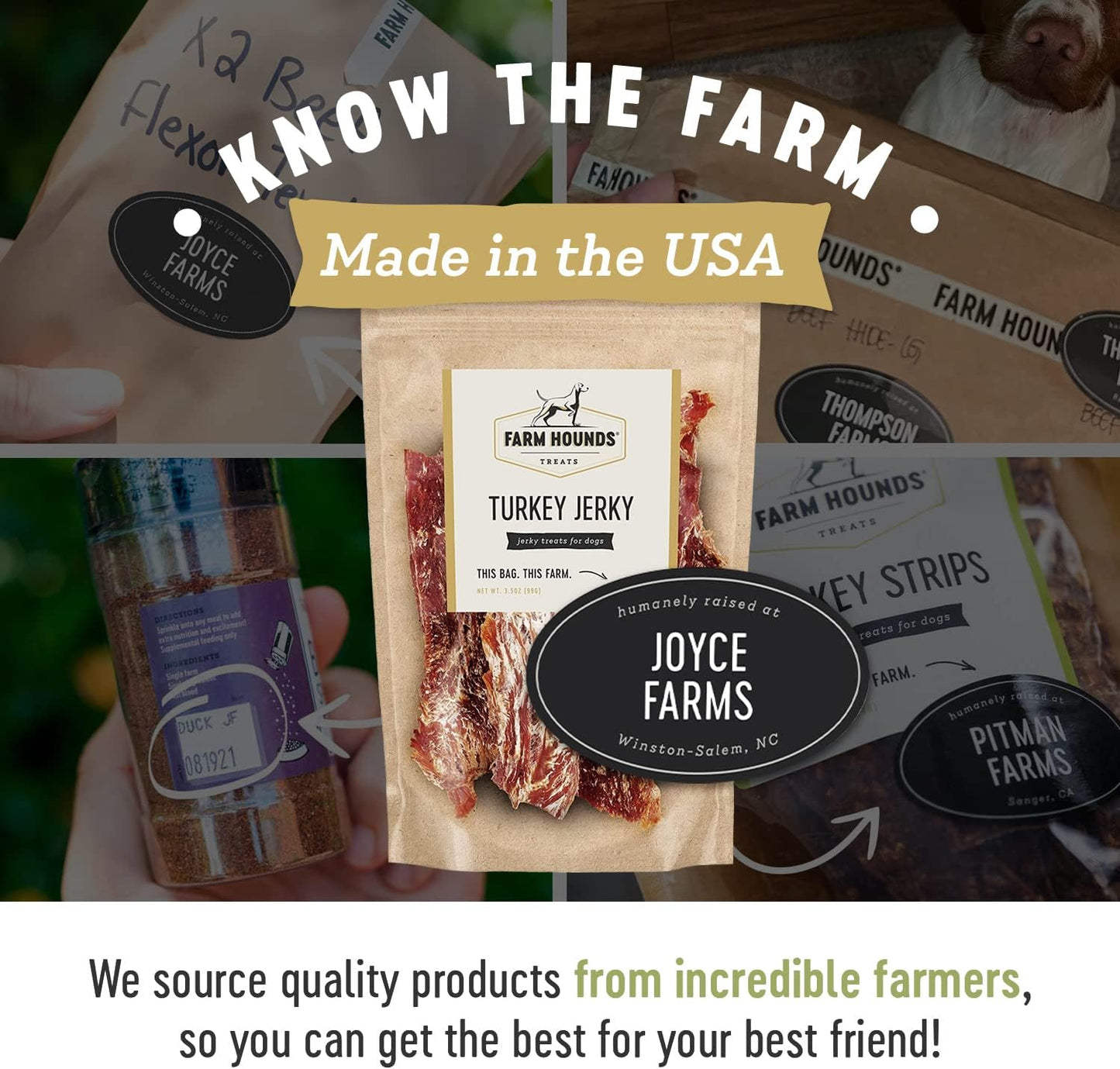 Farm Hounds - Turkey Jerky - Premium Natural Jerky for Dogs - 100% Humanely Raised Turkey - Break-to-Size - Great for Training & Treats - No Added Fillers - Made in USA - 1 Pack