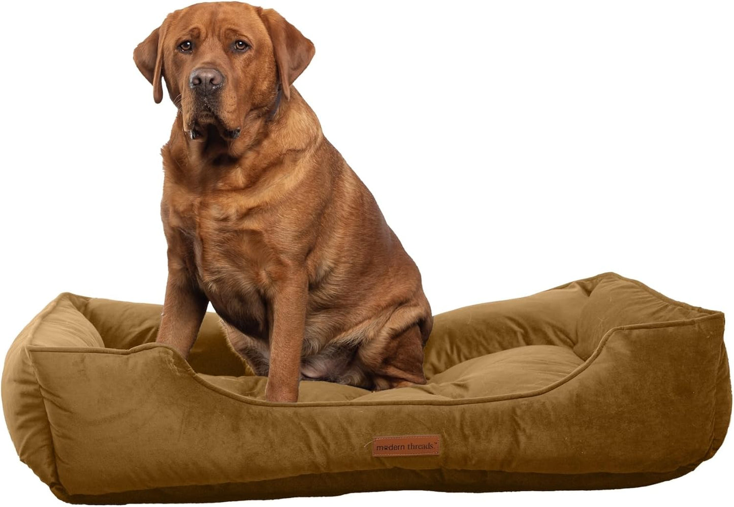 Modern Threads Luxury Dog Bed - Comfortable Tufted Velvet Cushion for Small to Large Dogs - Machine Washable - Durable & Cute Sleep Space for Pets - Pamper Your Pet with Cozy Beds - Caramel