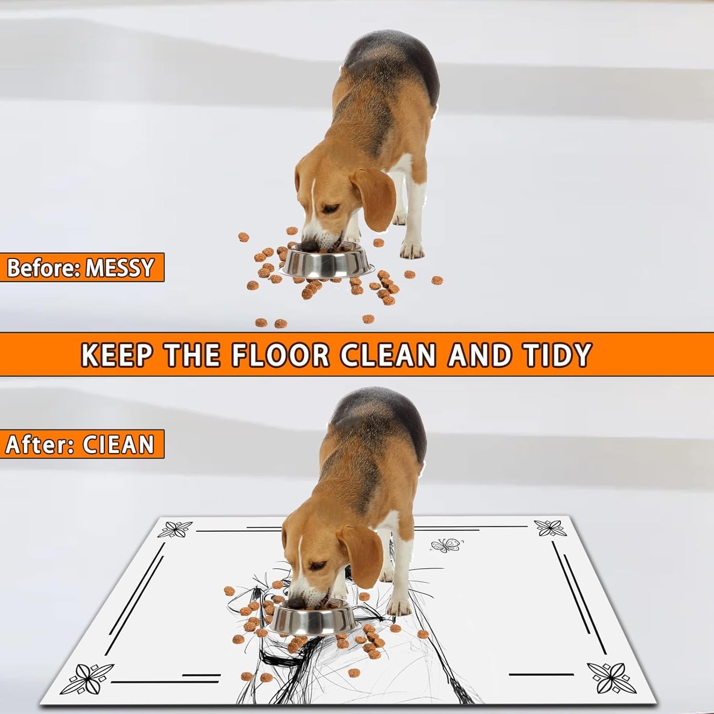 Pet Feeding Mat for Dogs and Cats - Super Absorbent Anti-Slip Bowl Pad, Eco-Friendly Washable Mat to Prevent Spills and Mess German Shepherd Mat 16"x24"