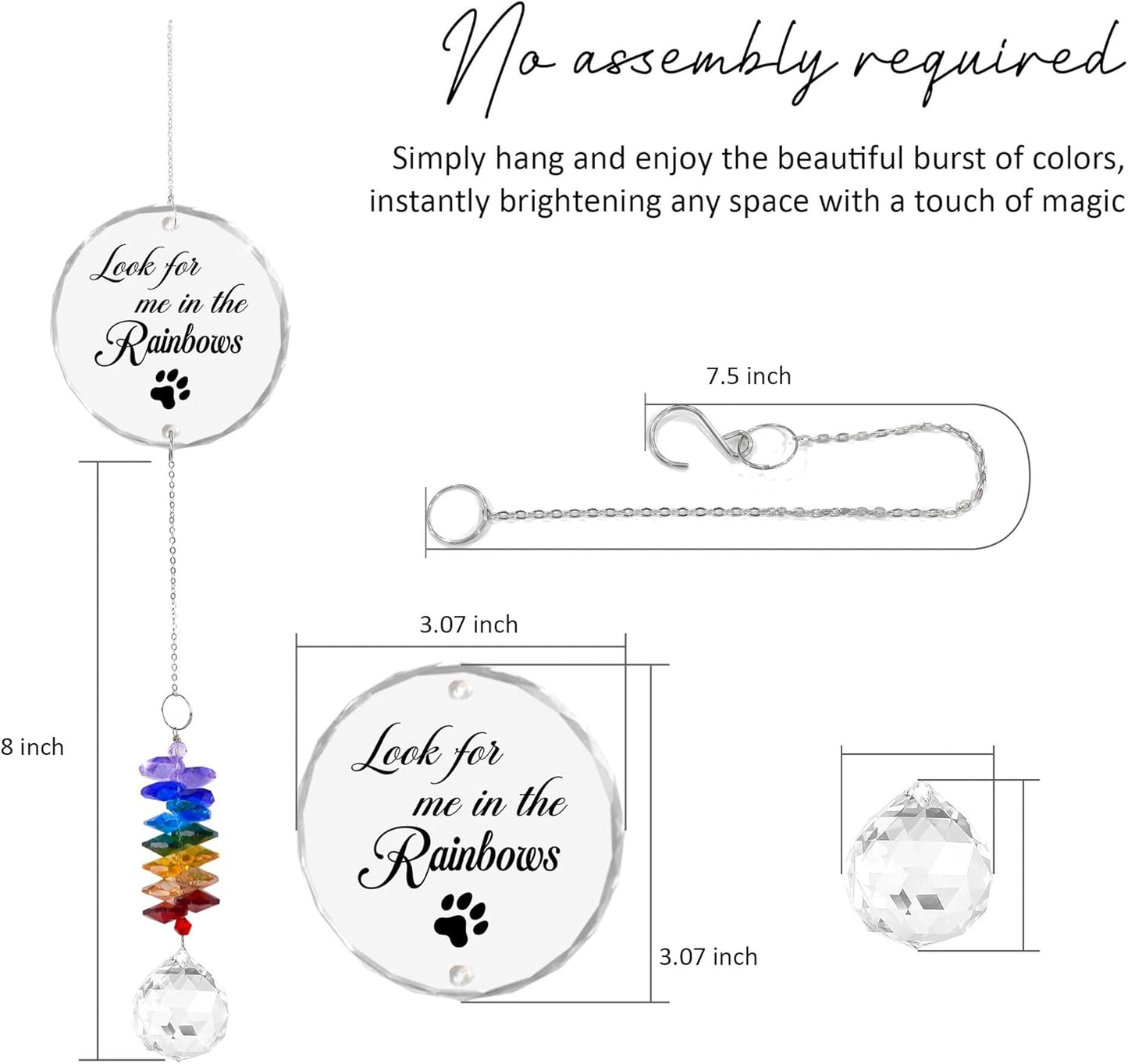 Pet Memorial Suncatcher - Dog Cat Loss Sympathy Gift - Rainbow Crystal Prism - Bereavement Keepsake - Pet Lover Gift - Daily Remembrance - Suncatcher Ornament