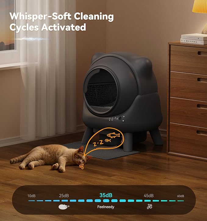 Self Cleaning Litter Box, Automatic Litter Box, FEELNEEDY Odor Control Robot, Cat Ears Design, 65L APP Real-Time Monitor, Cat Litter-Boxs for Multiple Cats, Safety Sensors, with 1 Trash Bag