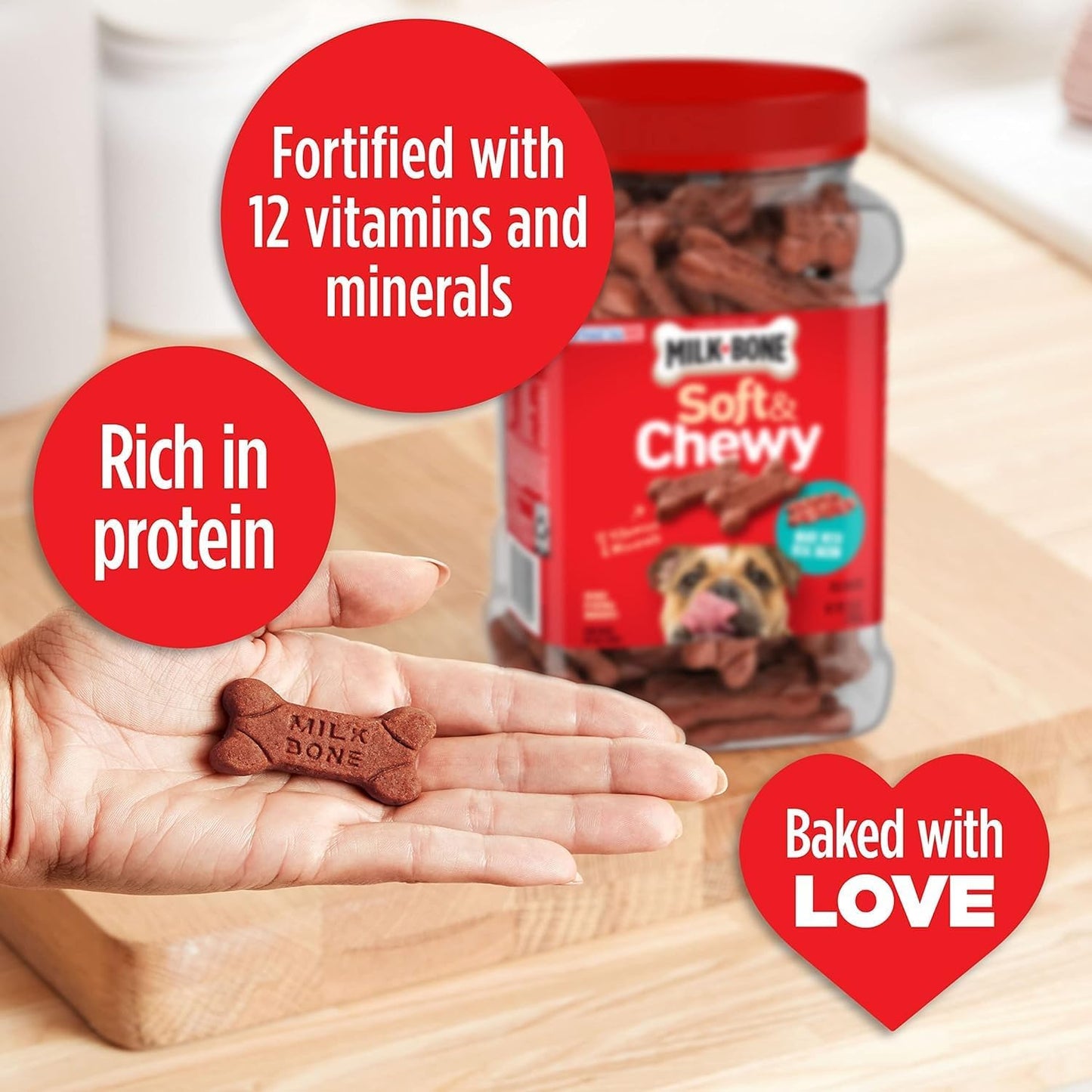 Milk-Bone Soft & Chewy Dog Treats Made with Real Bacon, 25 Ounce