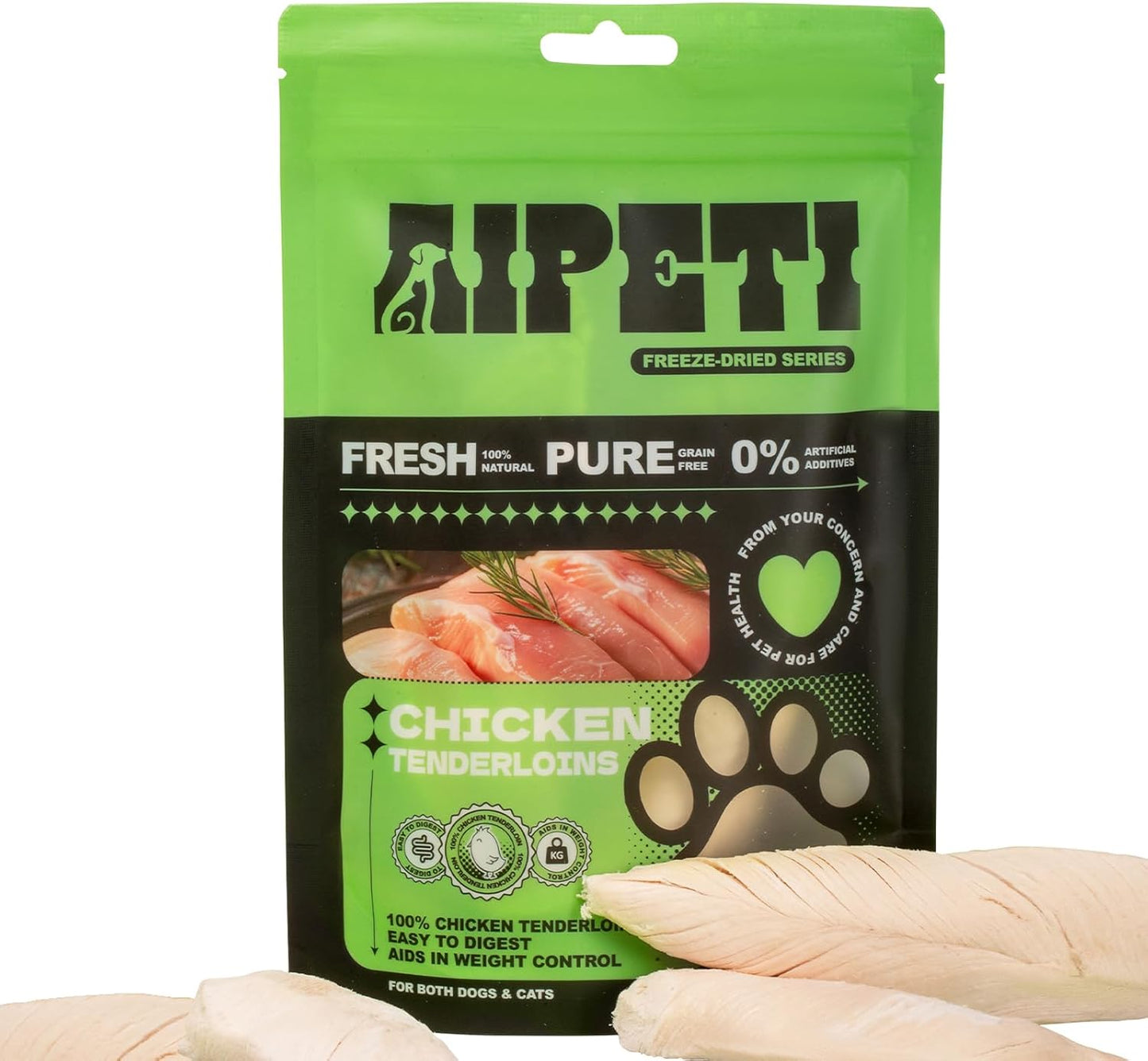 Freeze Dried Chicken Tenderloins Treats for Cats & Dogs, Single Ingredient, Premium Quality High Protein Training Treats, Low Fat for Weight Management, Grain Free, Gluten Free, Filler Free